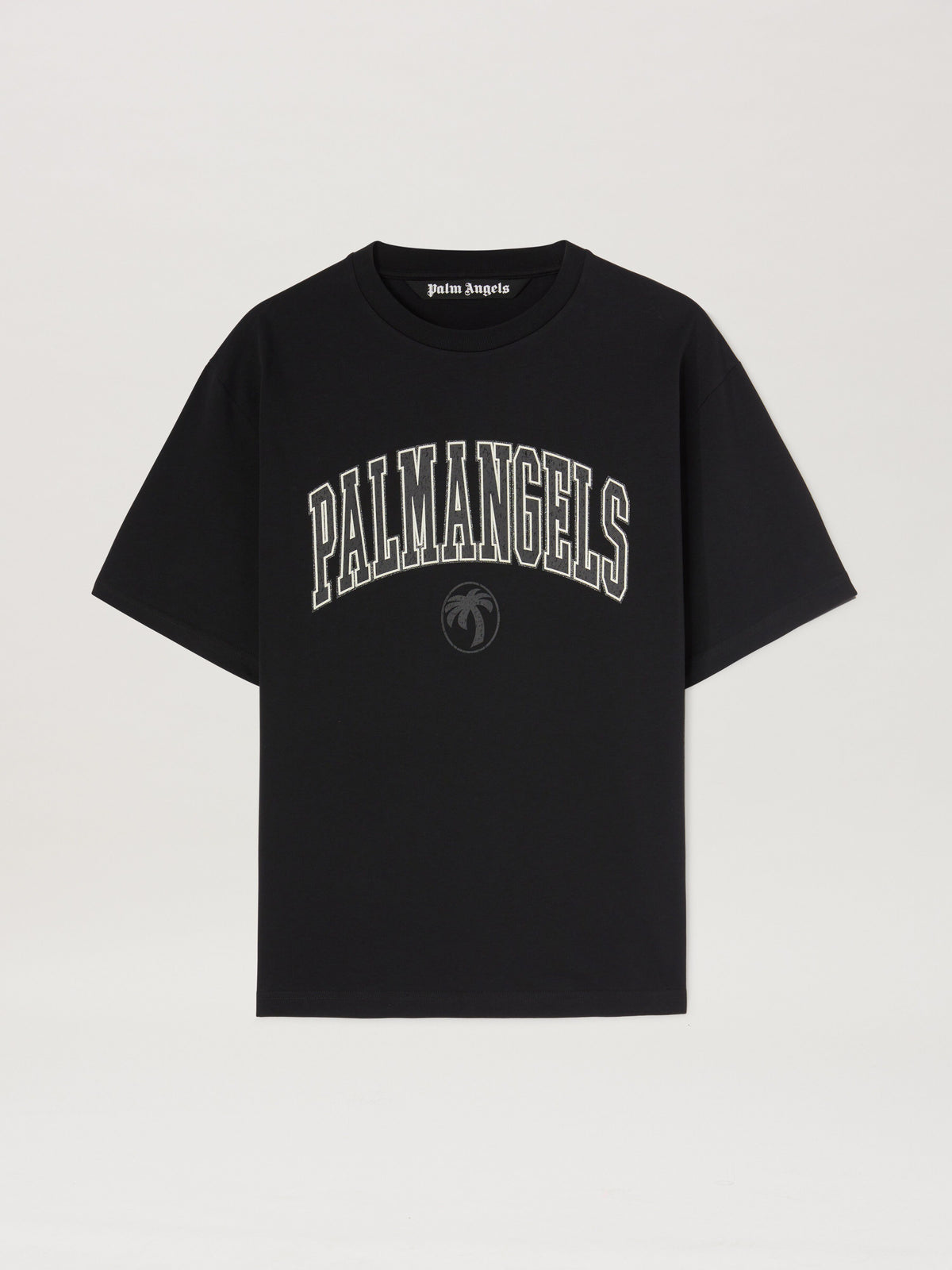 PALM ANGELS  COLLEGE PALM SLIM TEE BLACK - VINTAGE BL BLACK - VINTAGE BLACK PMAA089S25JER001