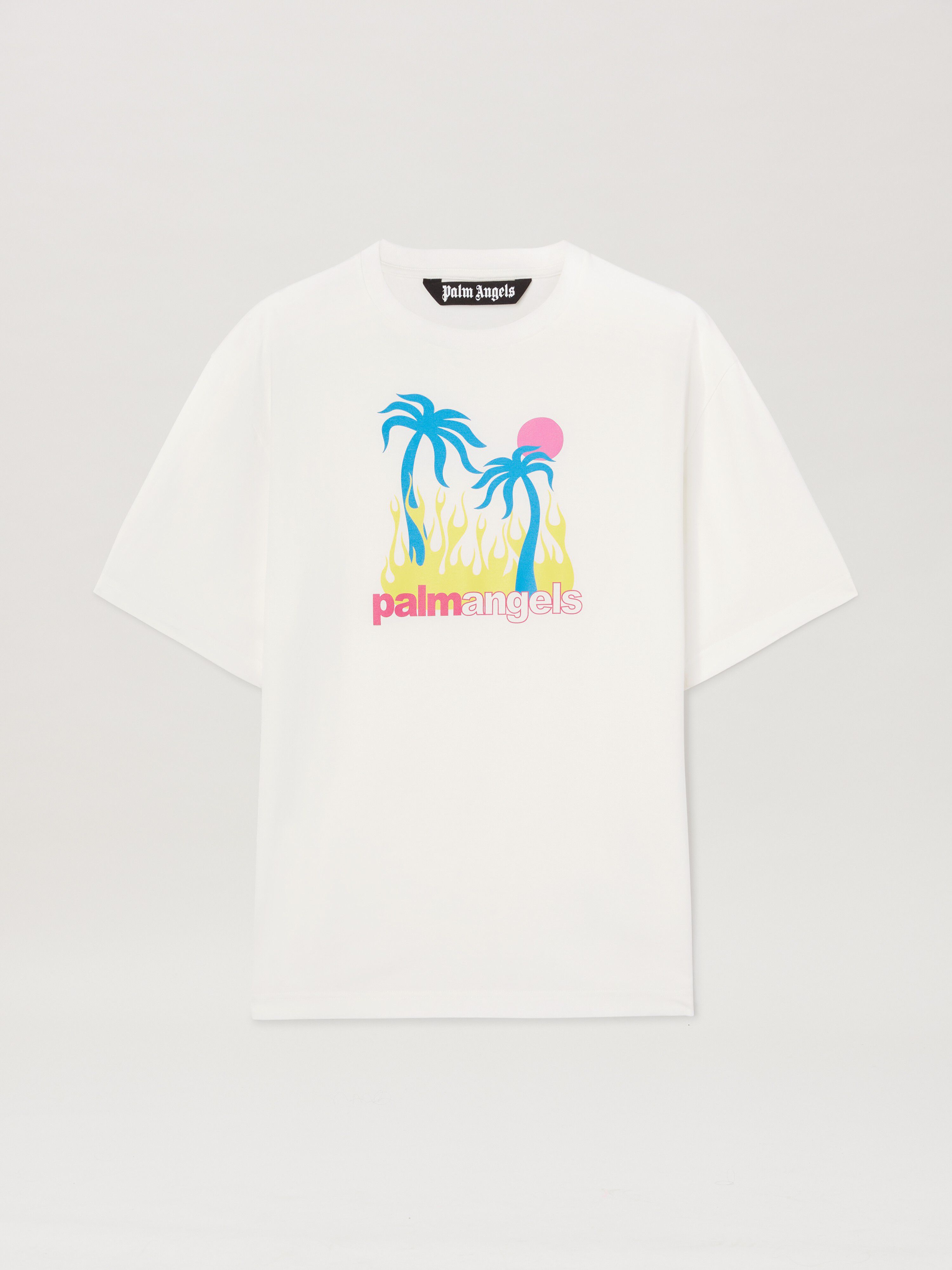 PALM ANGELS  BURNING OASI SLIM TEE OFF WHITE - MULTIC OFF WHITE - MULTICOLOR PMAA089S25JER002