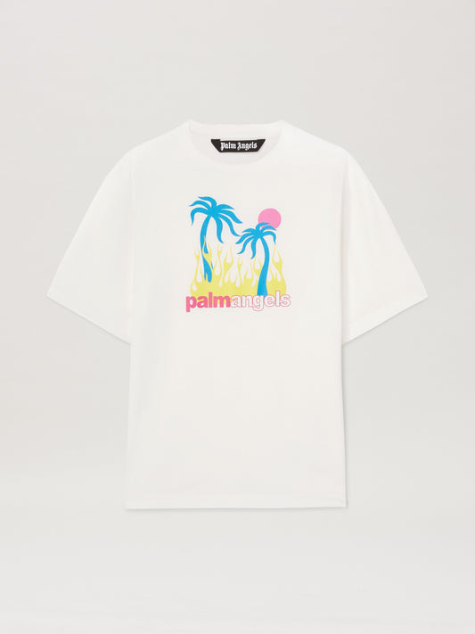 PALM ANGELS  BURNING OASI SLIM TEE OFF WHITE - MULTIC OFF WHITE - MULTICOLOR PMAA089S25JER002