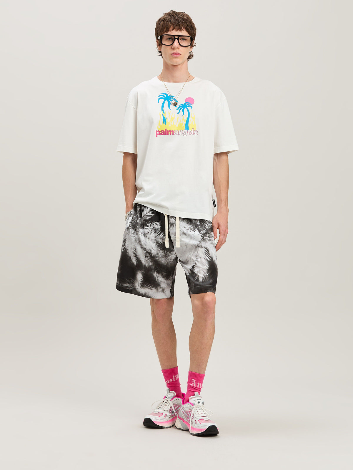 PALM ANGELS  BURNING OASI SLIM TEE OFF WHITE - MULTIC OFF WHITE - MULTICOLOR PMAA089S25JER002