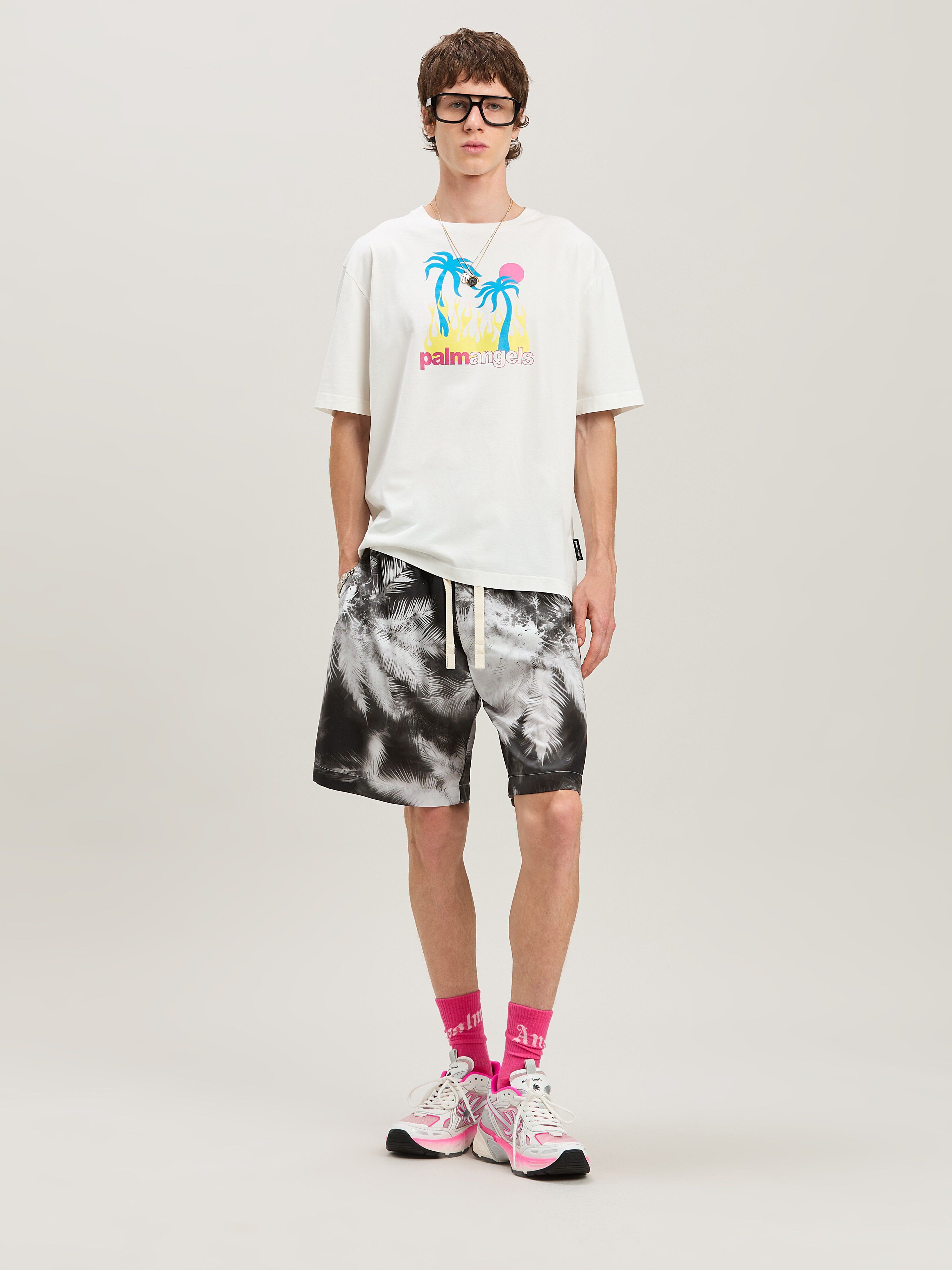 PALM ANGELS  BURNING OASI SLIM TEE OFF WHITE - MULTIC OFF WHITE - MULTICOLOR PMAA089S25JER002