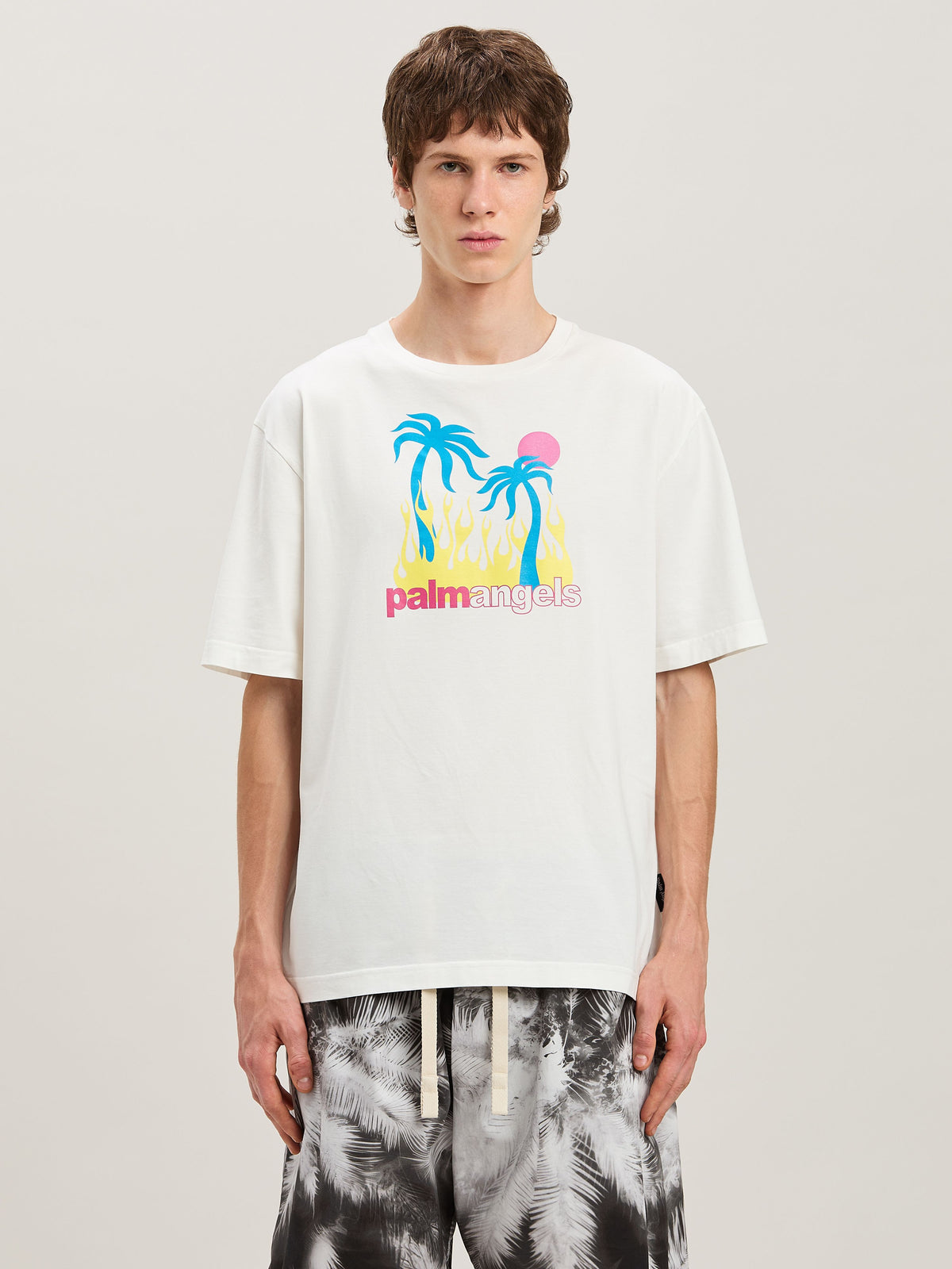 PALM ANGELS  BURNING OASI SLIM TEE OFF WHITE - MULTIC OFF WHITE - MULTICOLOR PMAA089S25JER002
