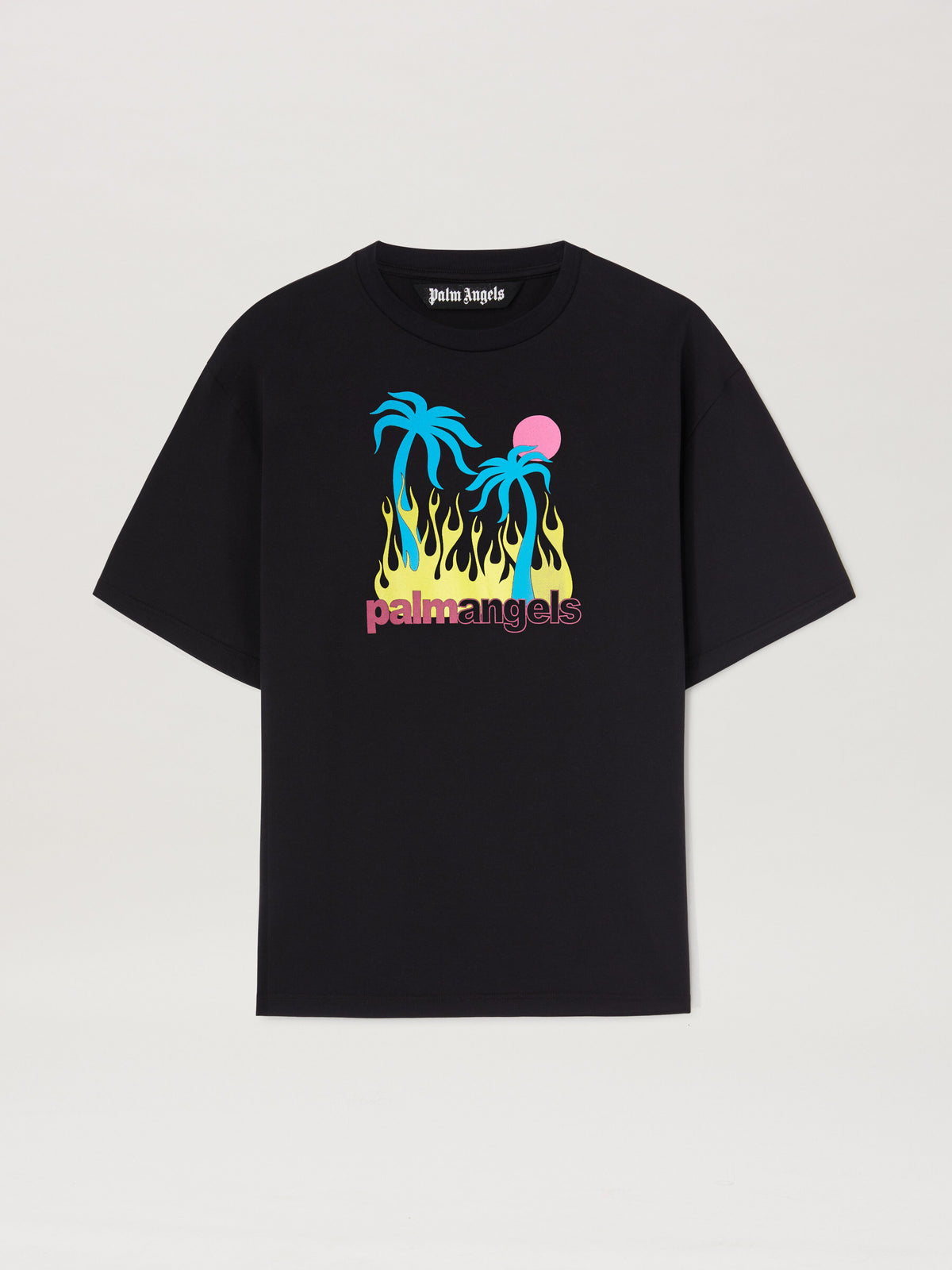PALM ANGELS  BURNING OASI SLIM TEE BLACK - MULTICOLOR PMAA089S25JER002