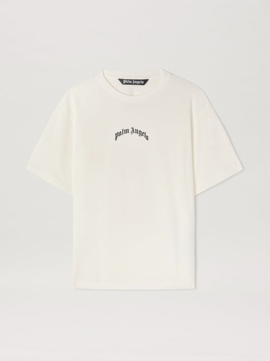 PALM ANGELS  BACK CURVED LOGO SLIM TEE OFF WHITE - BL OFF WHITE - BLACK PMAA089S25JER004