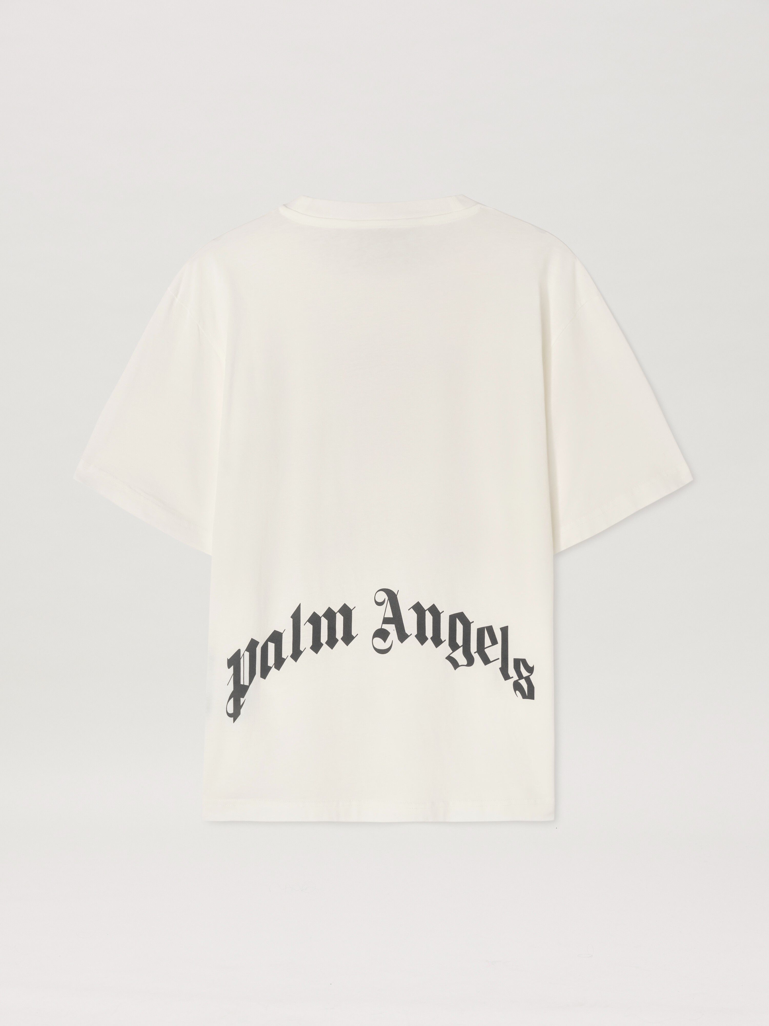 PALM ANGELS  BACK CURVED LOGO SLIM TEE OFF WHITE - BL OFF WHITE - BLACK PMAA089S25JER004