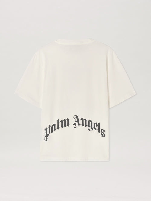 PALM ANGELS  BACK CURVED LOGO SLIM TEE OFF WHITE - BL OFF WHITE - BLACK PMAA089S25JER004