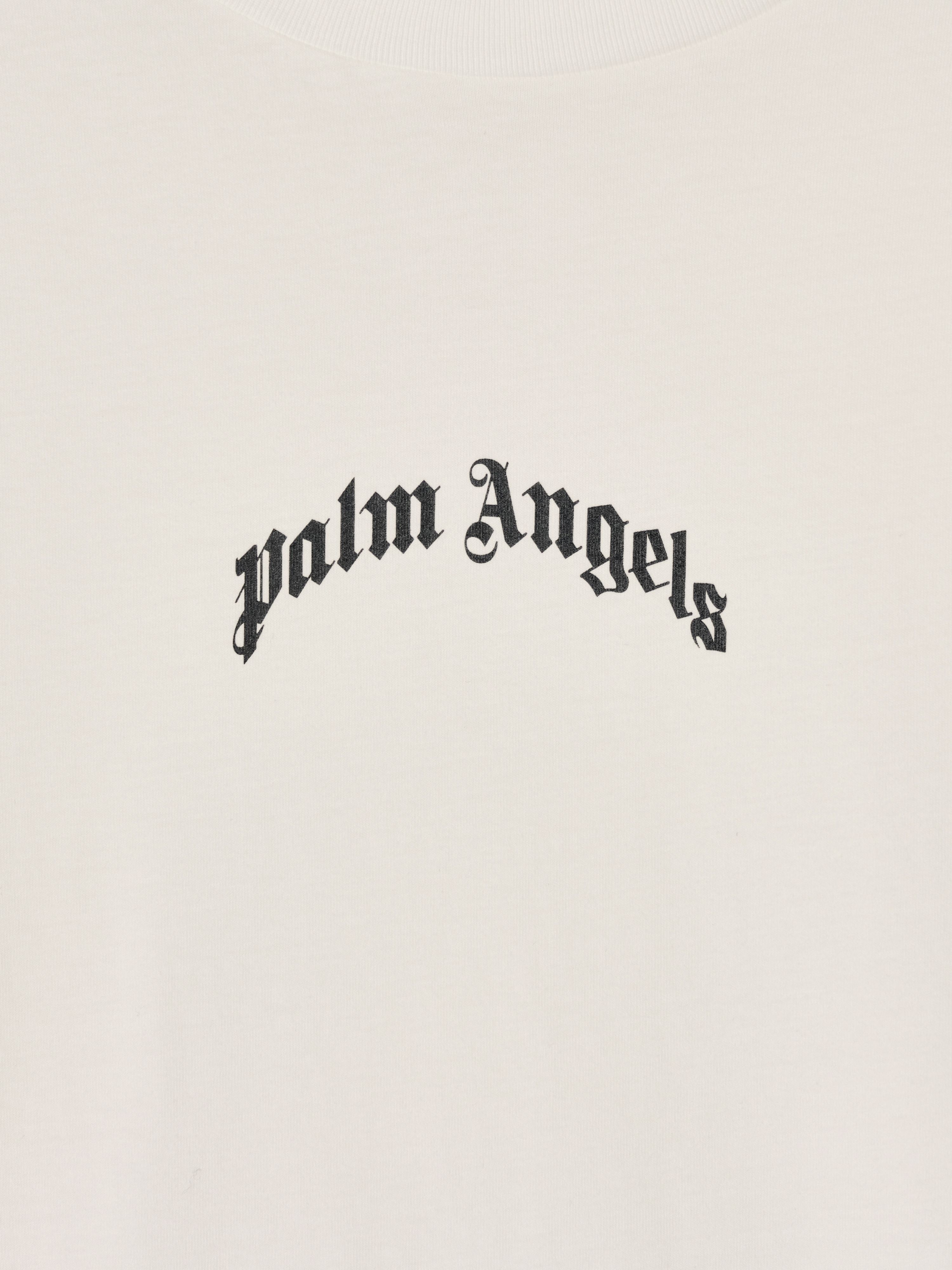 PALM ANGELS  BACK CURVED LOGO SLIM TEE OFF WHITE - BL OFF WHITE - BLACK PMAA089S25JER004