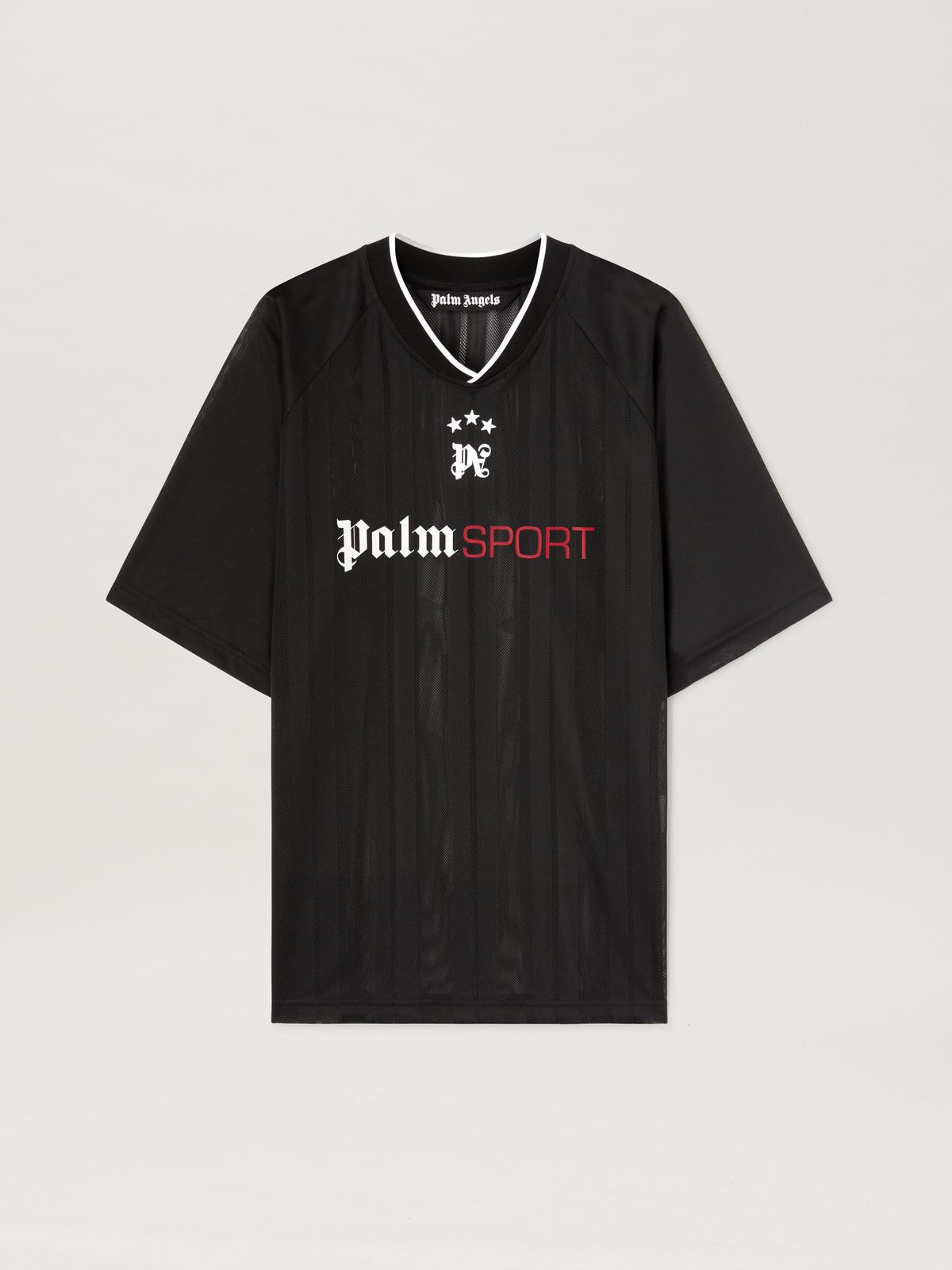 PALM ANGELS  PALM SPORT MESH TEE BLACK - OFF WHITE PMAA104S25FAB001