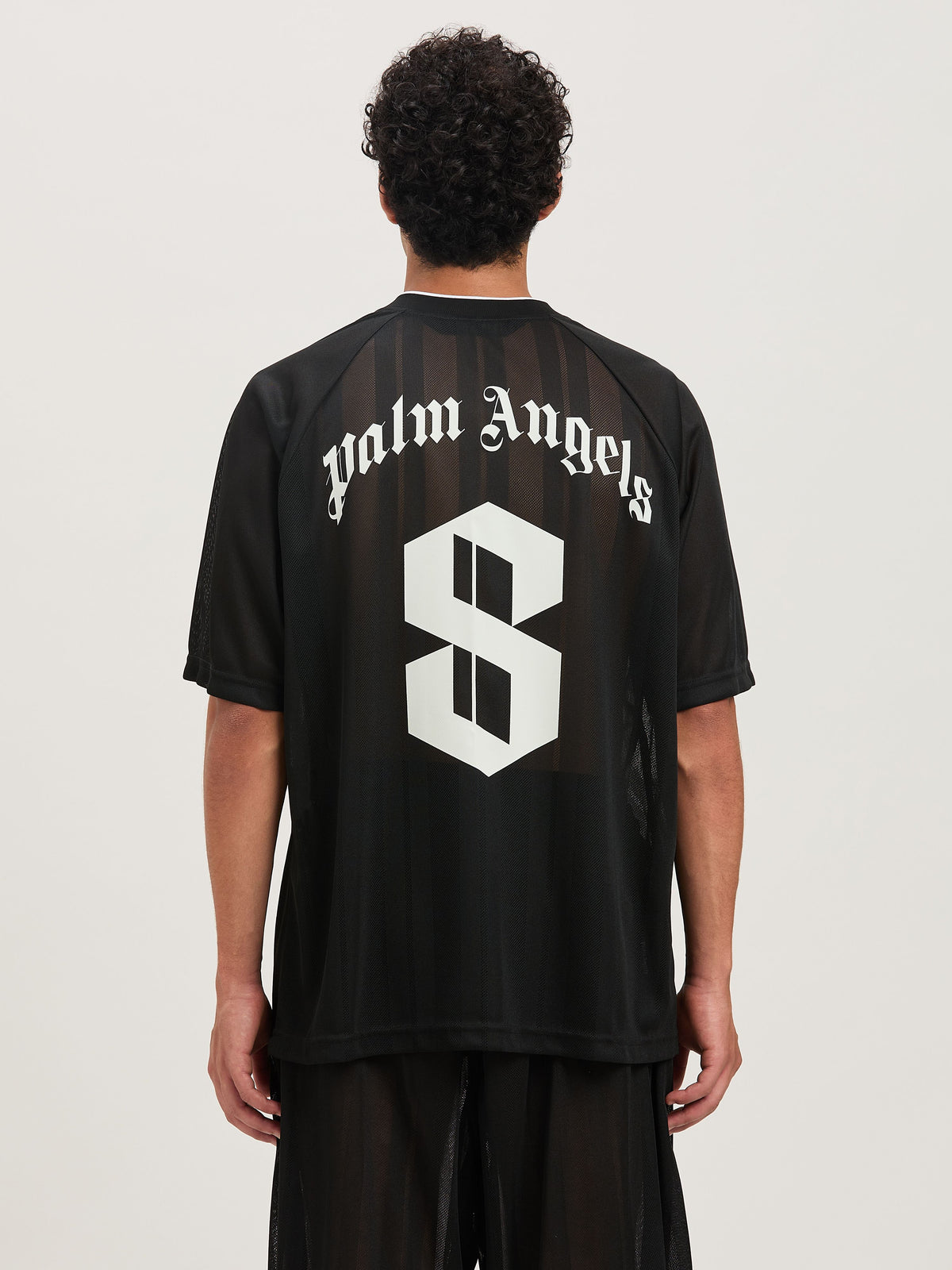 PALM ANGELS  PALM SPORT MESH TEE BLACK - OFF WHITE PMAA104S25FAB001
