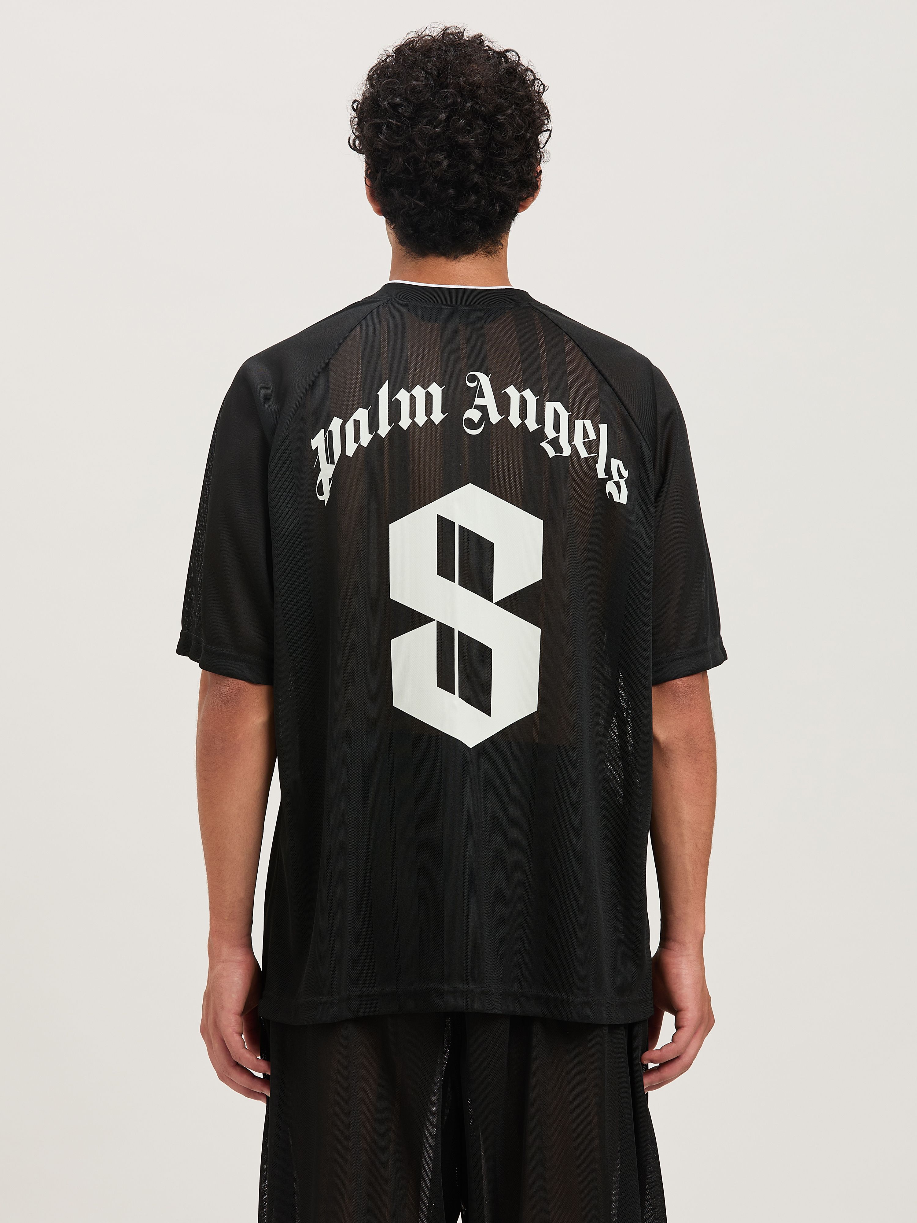 PALM ANGELS  PALM SPORT MESH TEE BLACK - OFF WHITE PMAA104S25FAB001