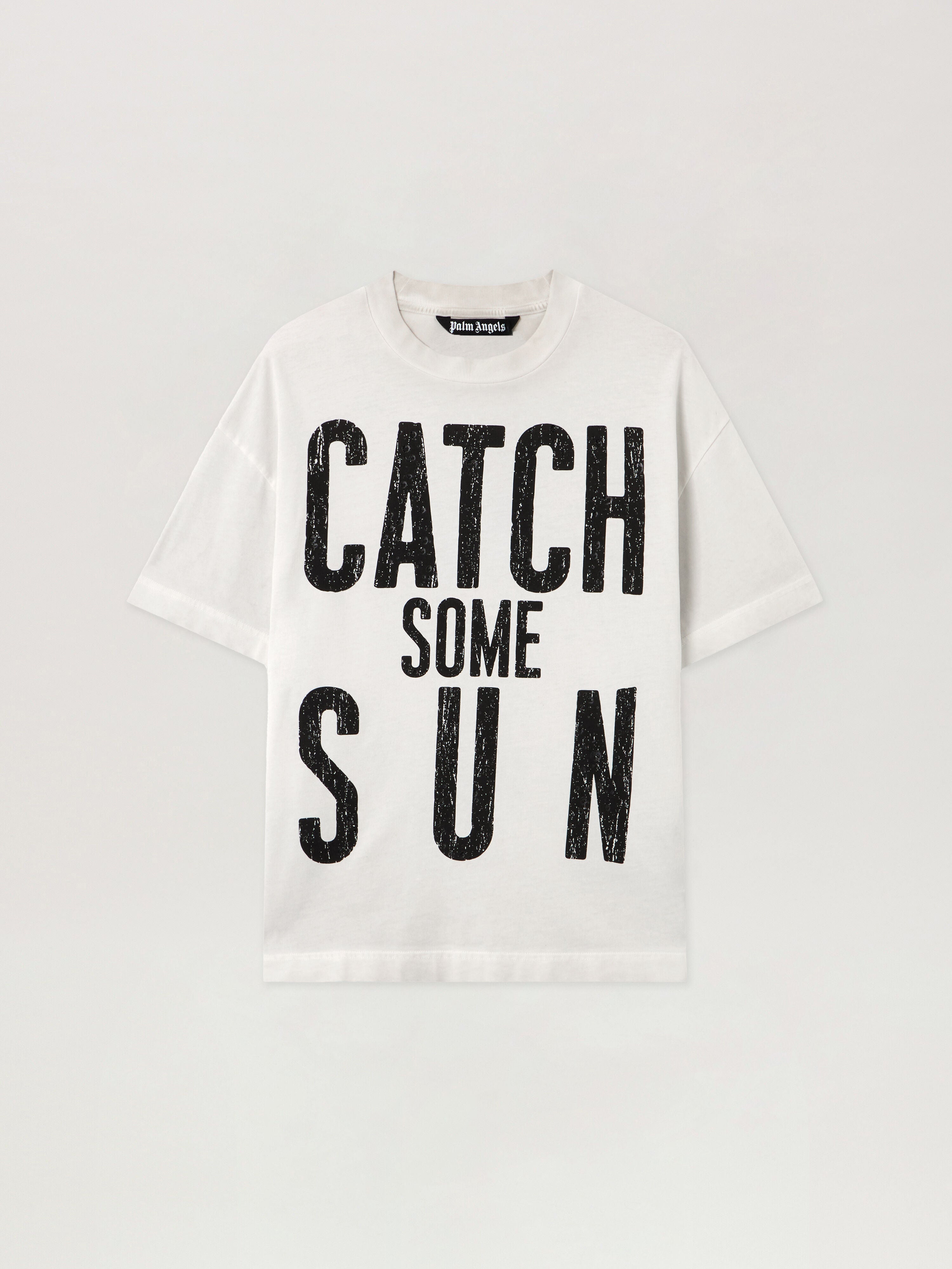 PALM ANGELS Catch Reg T-Shirt OFF WHITE - BLACK PMAA109F25JER002