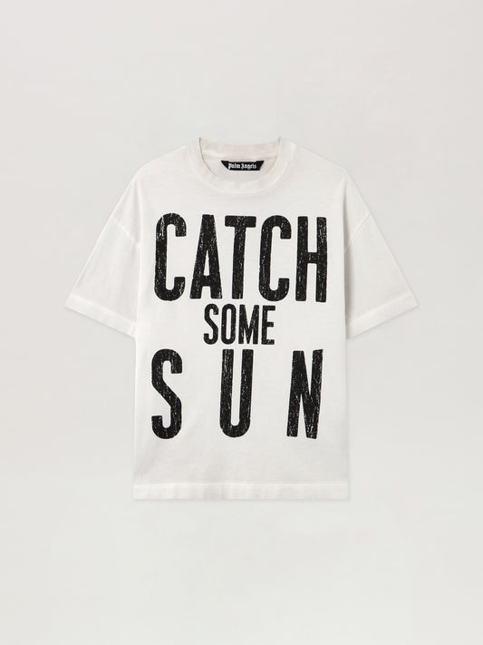 PALM ANGELS Catch Reg T-Shirt OFF WHITE - BLACK PMAA109F25JER002