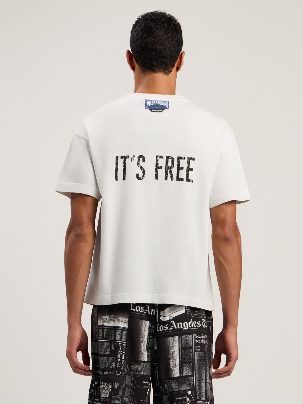 PALM ANGELS Catch Reg T-Shirt OFF WHITE - BLACK PMAA109F25JER002