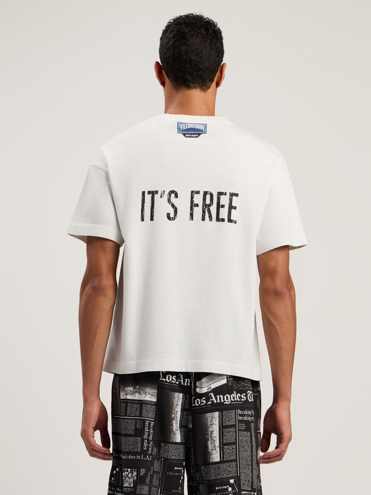 PALM ANGELS Catch Reg T-Shirt OFF WHITE - BLACK PMAA109F25JER002