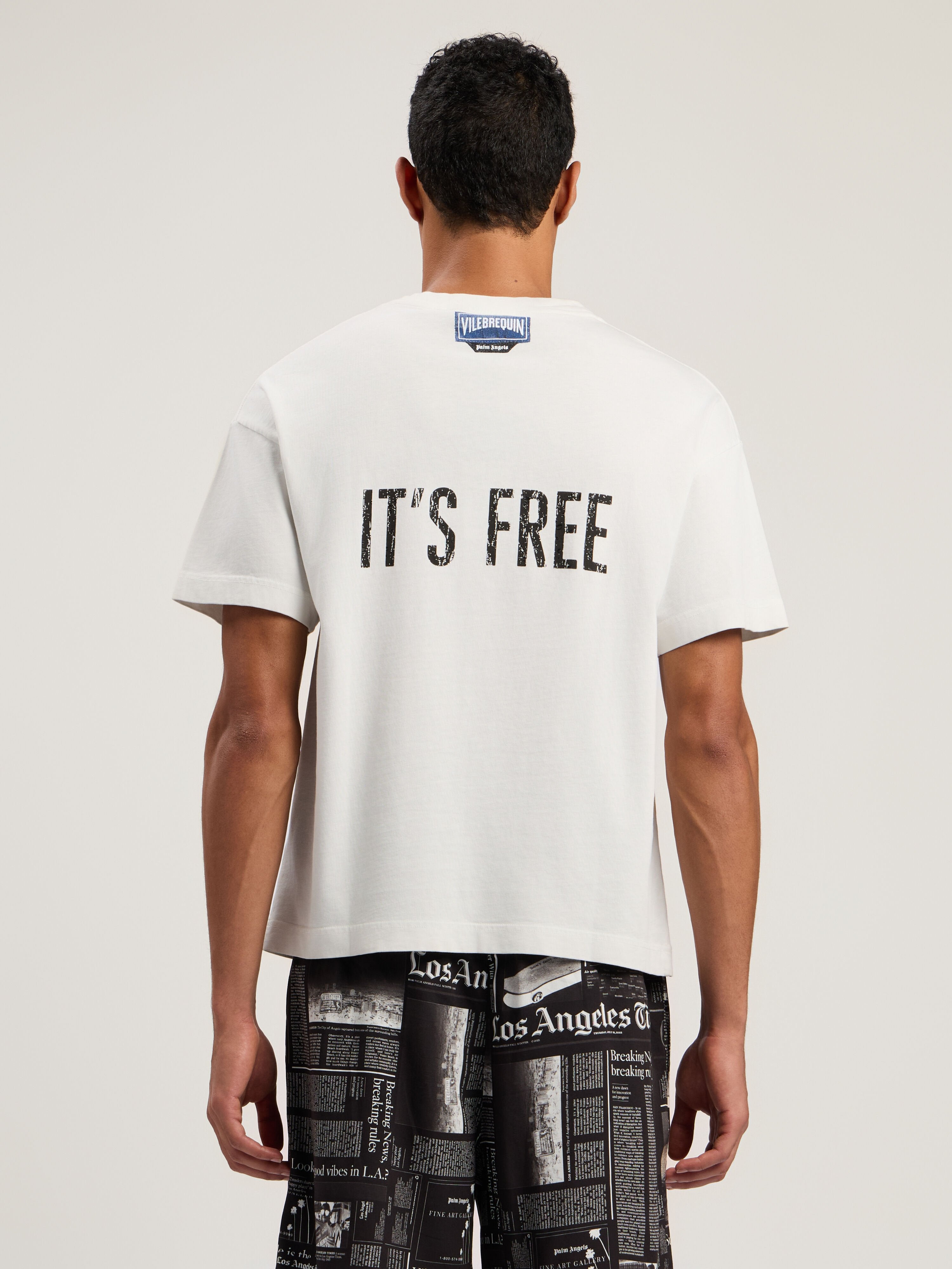 PALM ANGELS Catch Reg T-Shirt OFF WHITE - BLACK PMAA109F25JER002