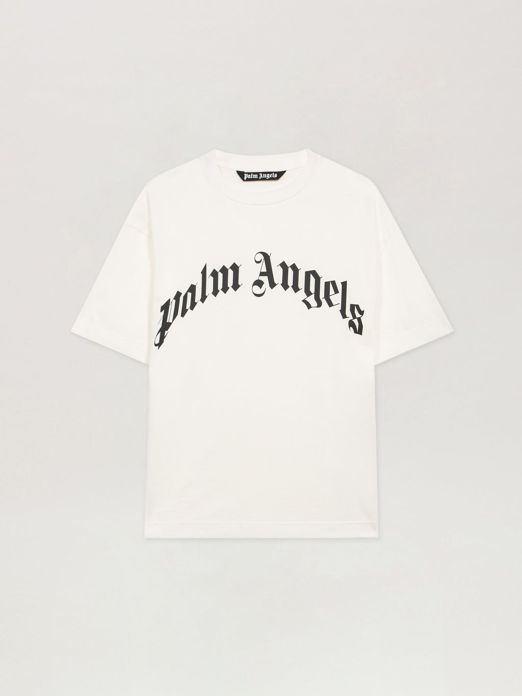 PALM ANGELS Curved Logo T-Shirt OFF WHITE - BLACK PMAA109F25JER003