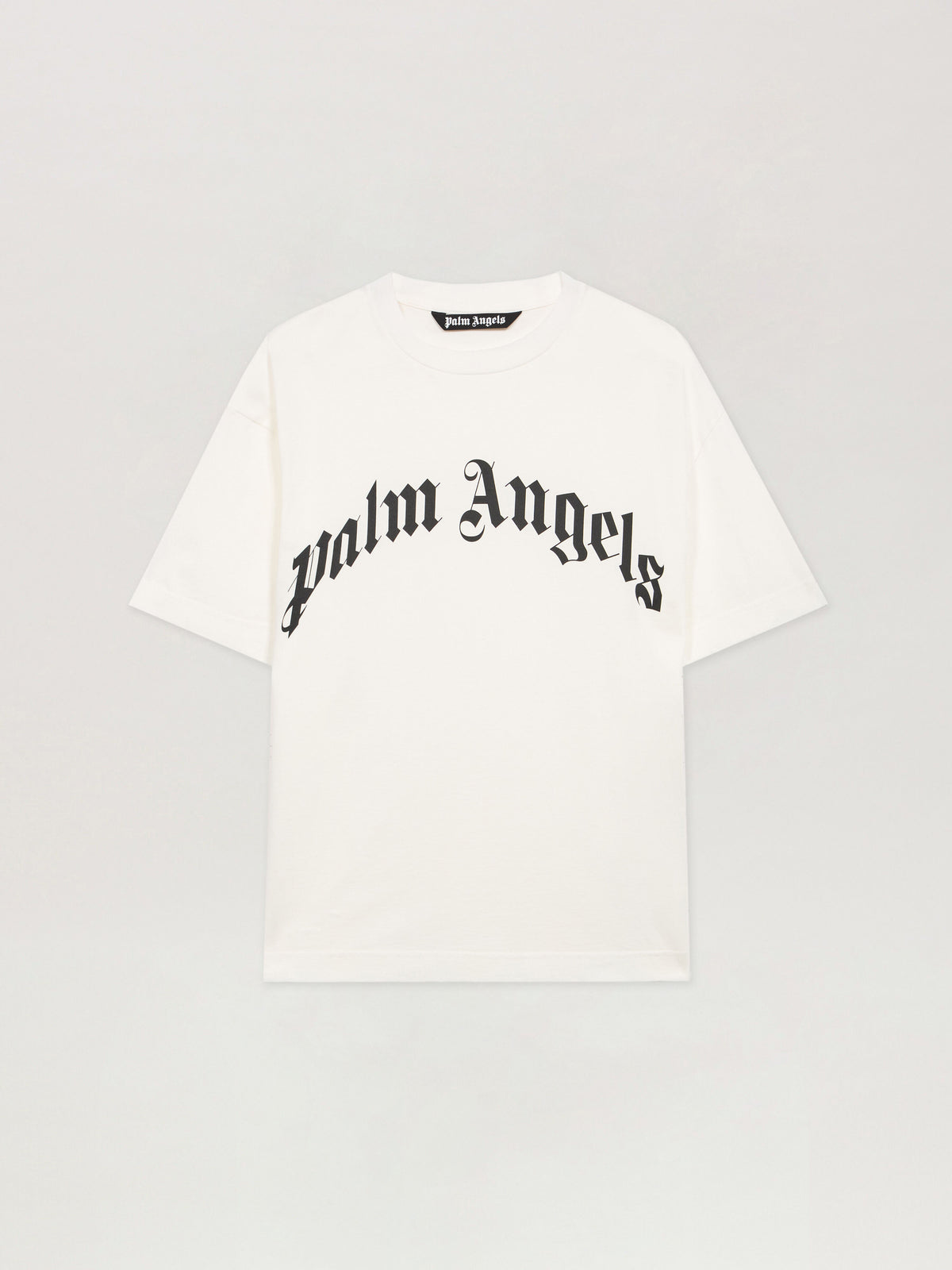 PALM ANGELS Curved Logo T-Shirt OFF WHITE - BLACK PMAA109F25JER003