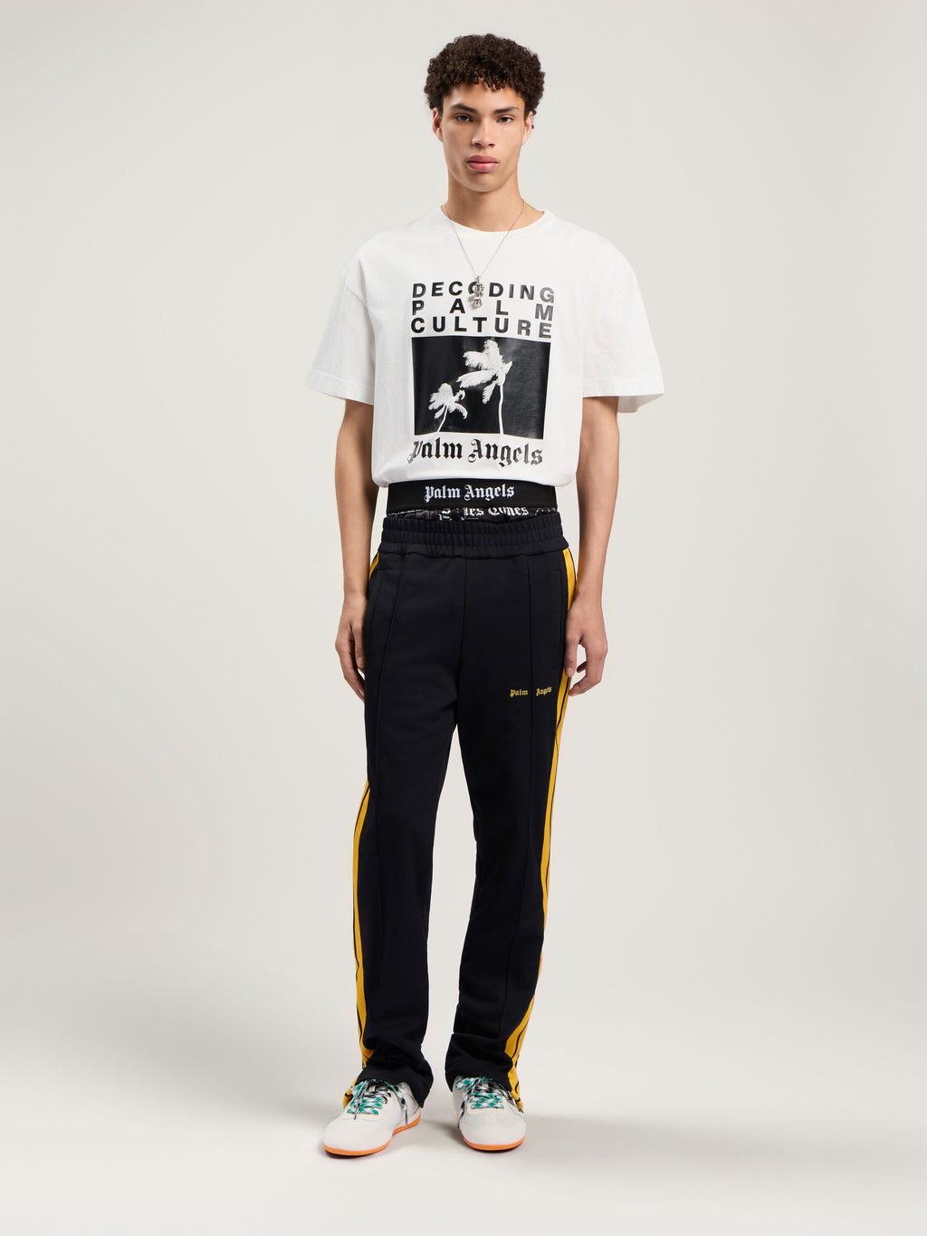 PALM ANGELS Decoding Palm Culture Regular T-Shirt OFF WHITE - BLACK PMAA109F25JER006