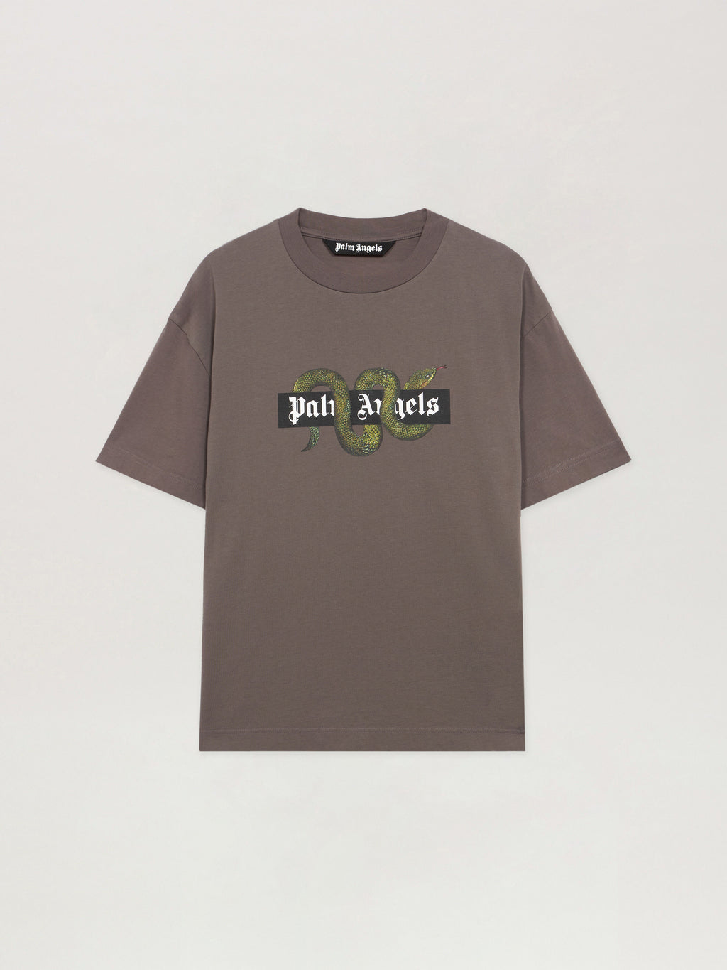 PALM ANGELS Snake Box Logo Regular T-Shirt DARK GREY - GREEN PMAA109F25JER008