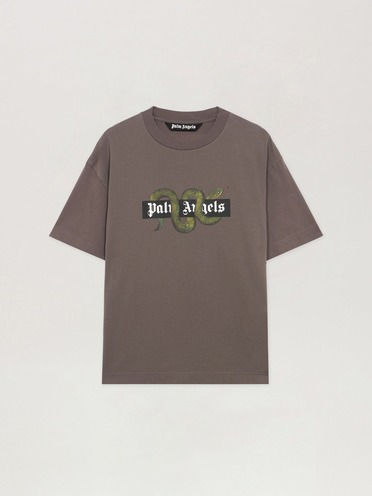 PALM ANGELS Snake Box Logo Regular T-Shirt DARK GREY - GREEN PMAA109F25JER008