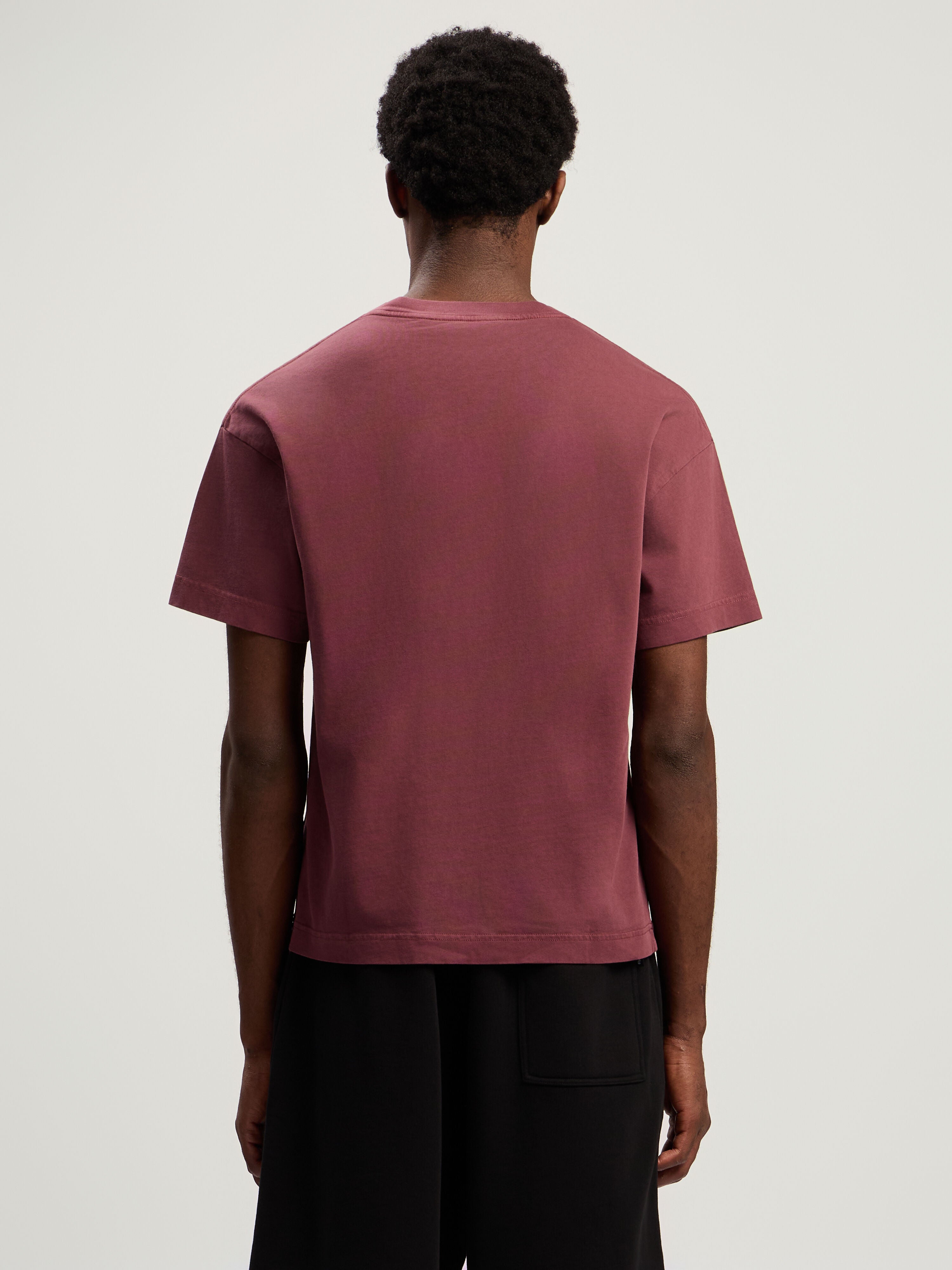 PALM ANGELS Neck Logo Regular T-Shirt BURGUNDY - RED PMAA109F25JER009