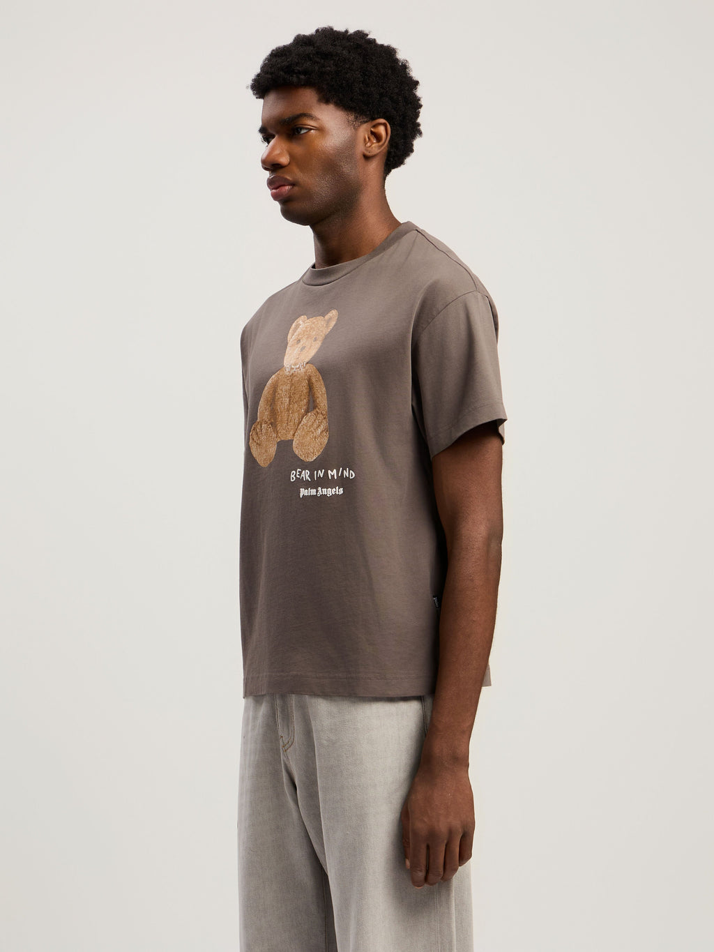 PALM ANGELS Bear In Mind T-Shirt DARK GREY - BROWN PMAA109F25JER00A