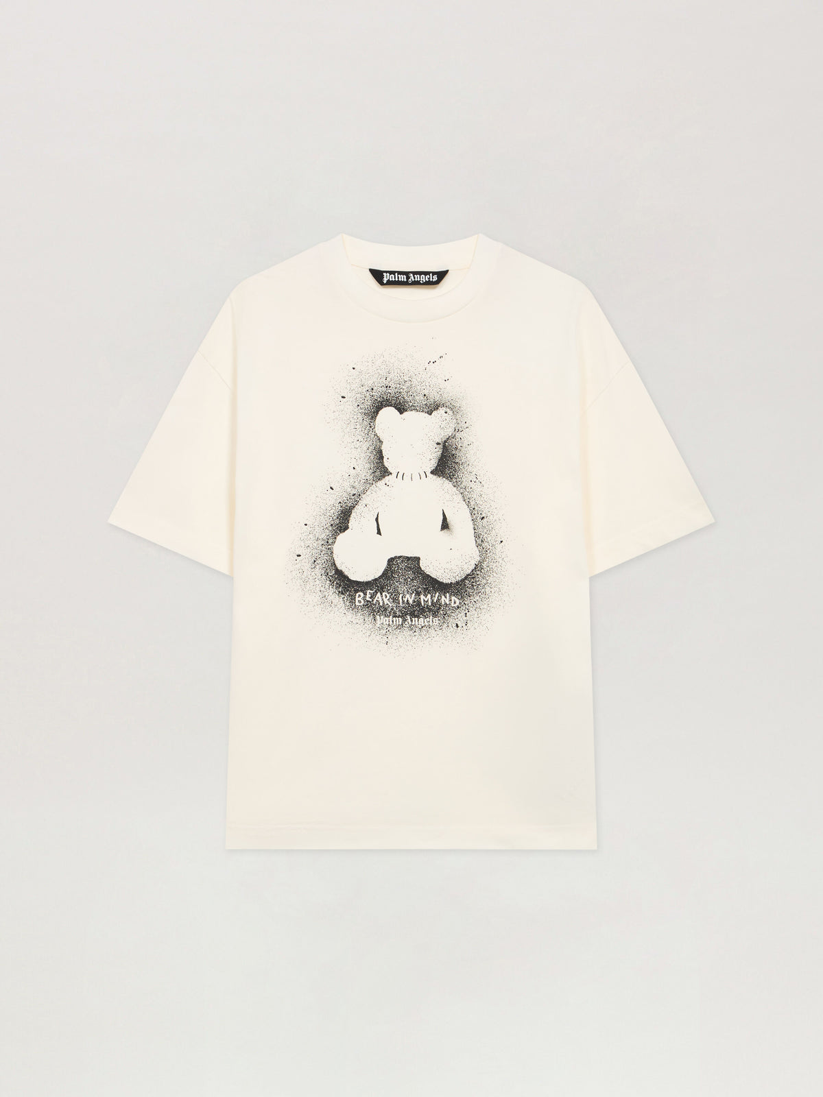 PALM ANGELS Spray Bear Reg T-Shirt OFF WHITE - BLACK PMAA109F25JER00B