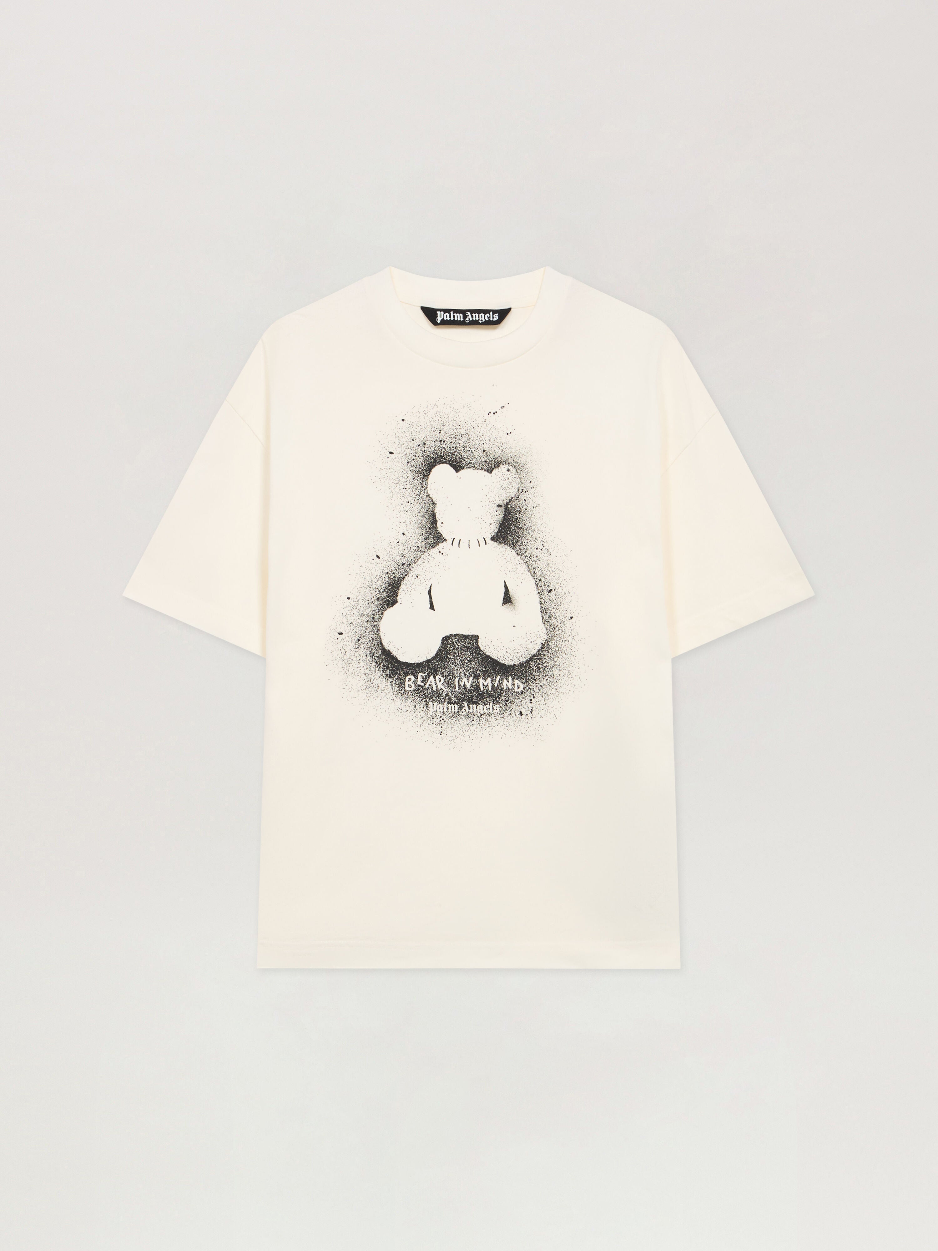 PALM ANGELS Spray Bear Reg T-Shirt OFF WHITE - BLACK PMAA109F25JER00B