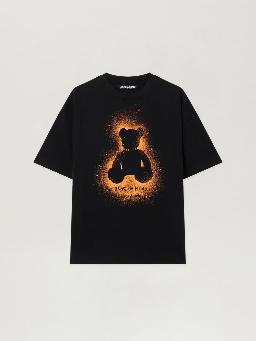PALM ANGELS Spray Bear Regular T-Shirt BLACK - ORANGE FLUO PMAA109F25JER00B