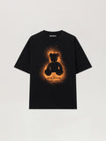 PALM ANGELS Spray Bear Regular T-Shirt BLACK - ORANGE FLUO PMAA109F25JER00B