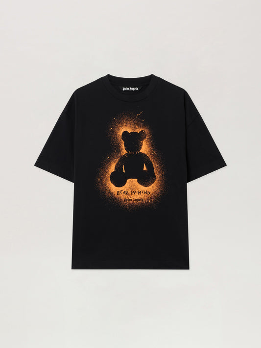 PALM ANGELS Spray Bear Regular T-Shirt BLACK - ORANGE FLUO PMAA109F25JER00B
