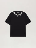 PALM ANGELS Spray Neck Logo T-Shirt BLACK - OFF WHITE PMAA109F25JER00C