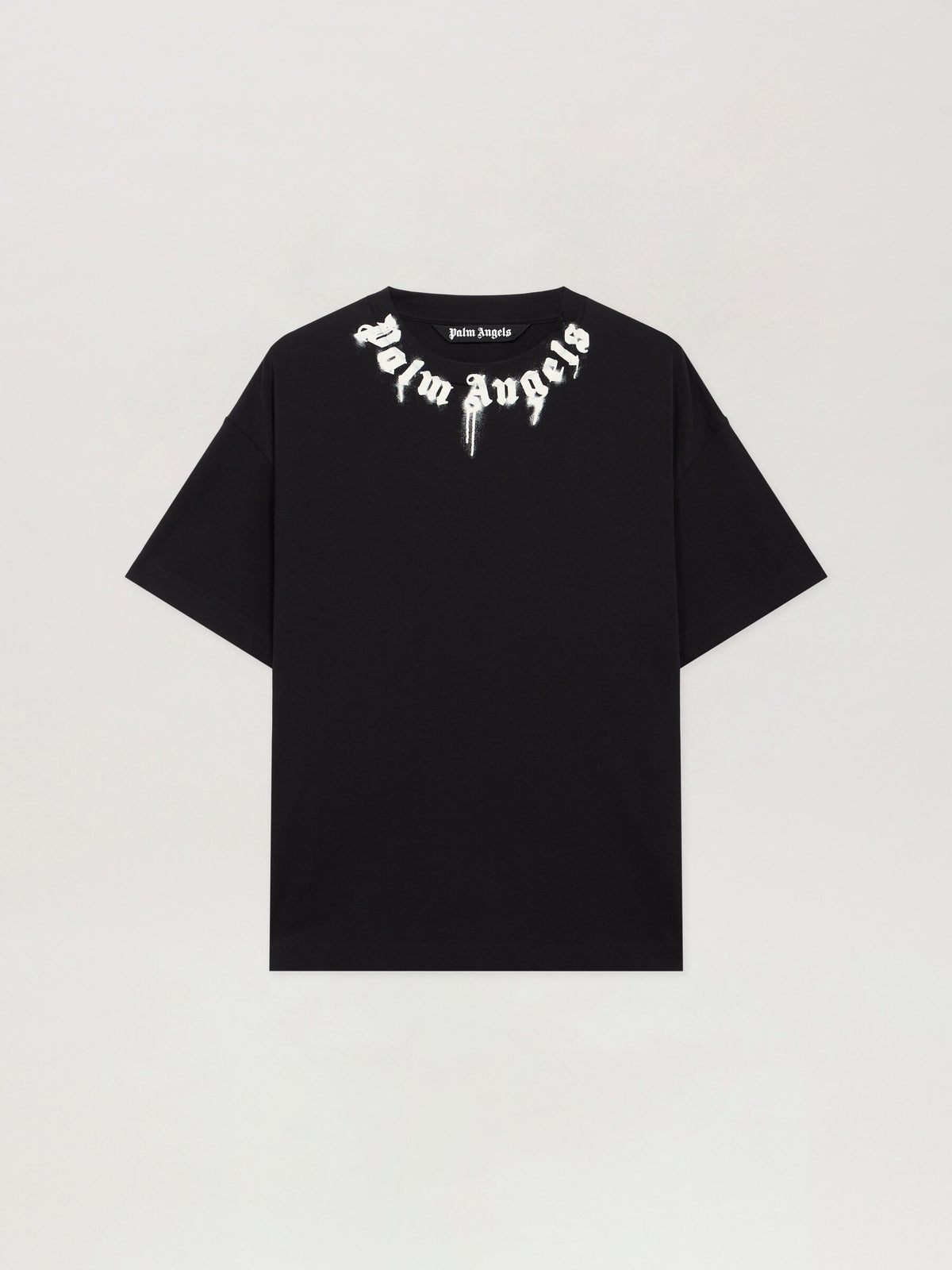 PALM ANGELS Spray Neck Logo T-Shirt BLACK - OFF WHITE PMAA109F25JER00C