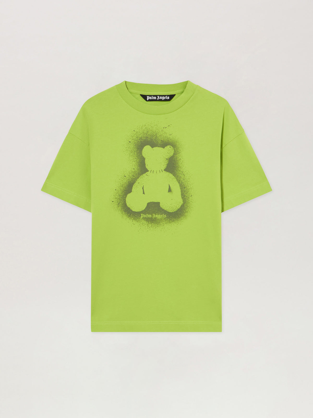 PALM ANGELS Spray Bear T-Shirt LIME MILITARY GREEN PMAA109S26JER001