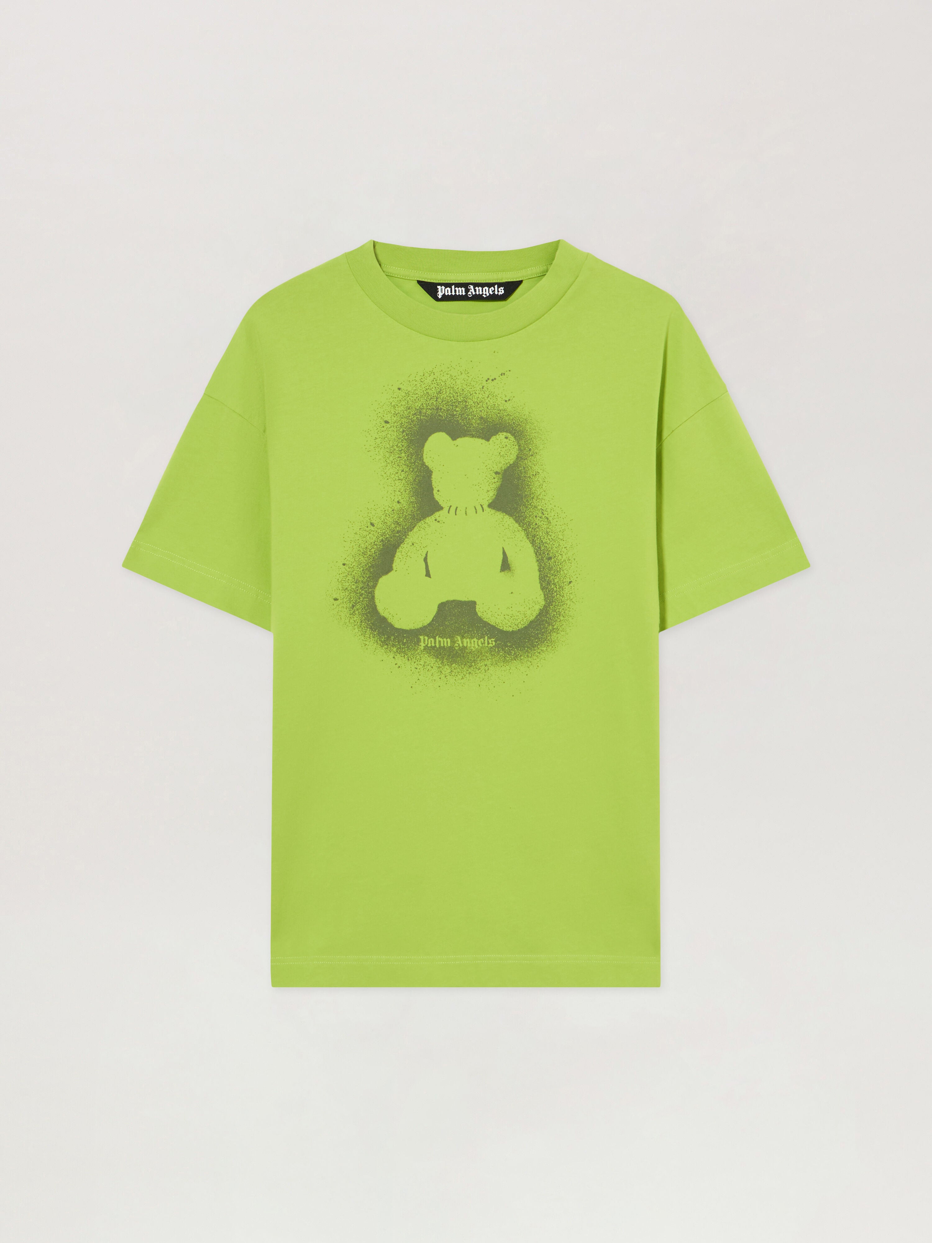 PALM ANGELS Spray Bear T-Shirt LIME MILITARY GREEN PMAA109S26JER001