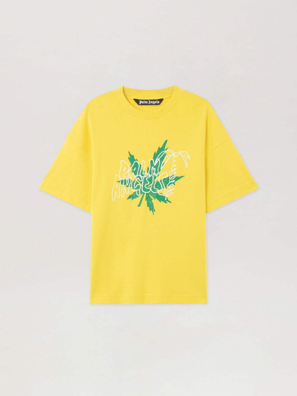 PALM ANGELS Palm Leaf T-Shirt YELLOW GREEN PMAA109S26JER003