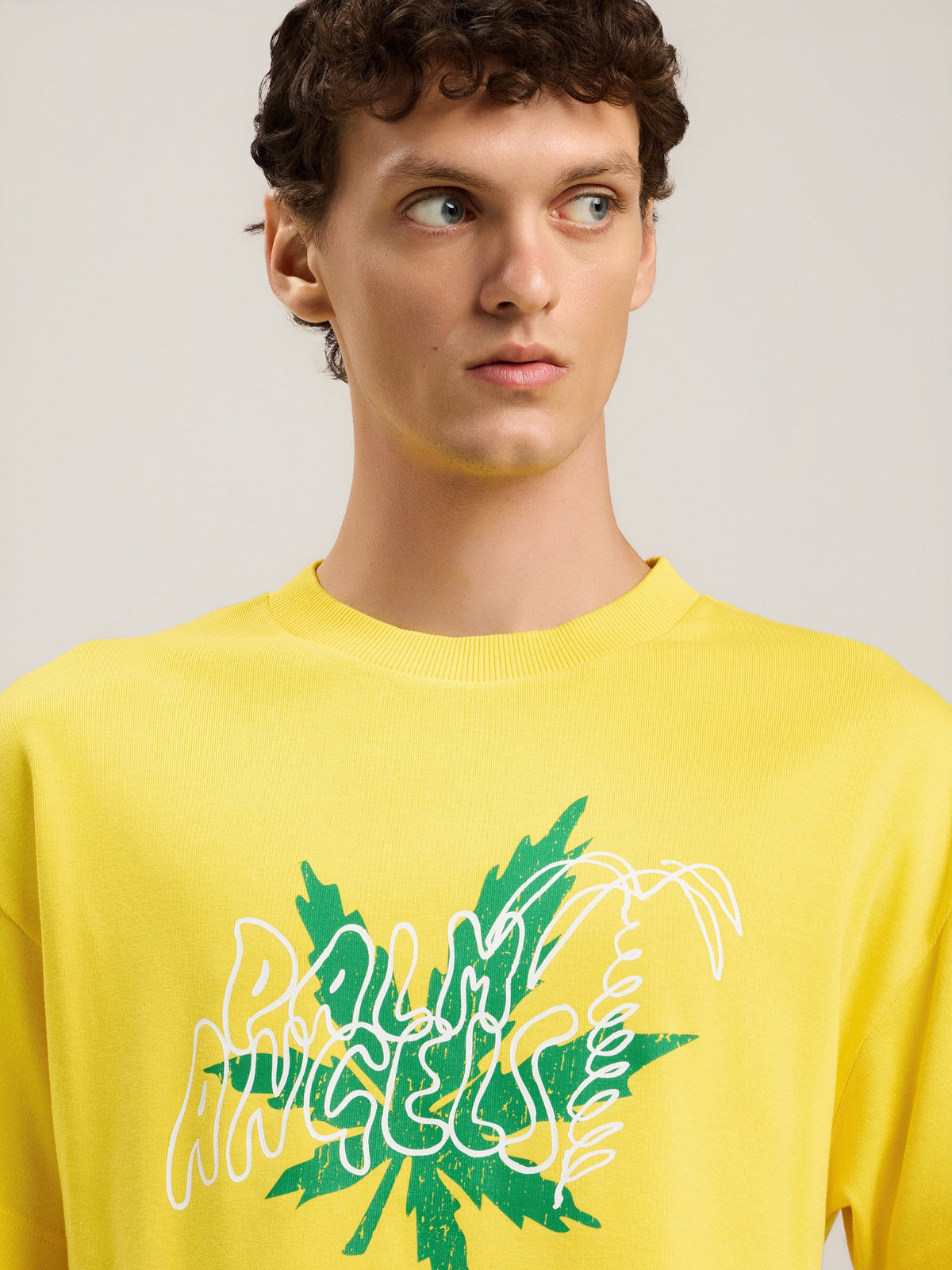 PALM ANGELS Palm Leaf T-Shirt YELLOW GREEN PMAA109S26JER003