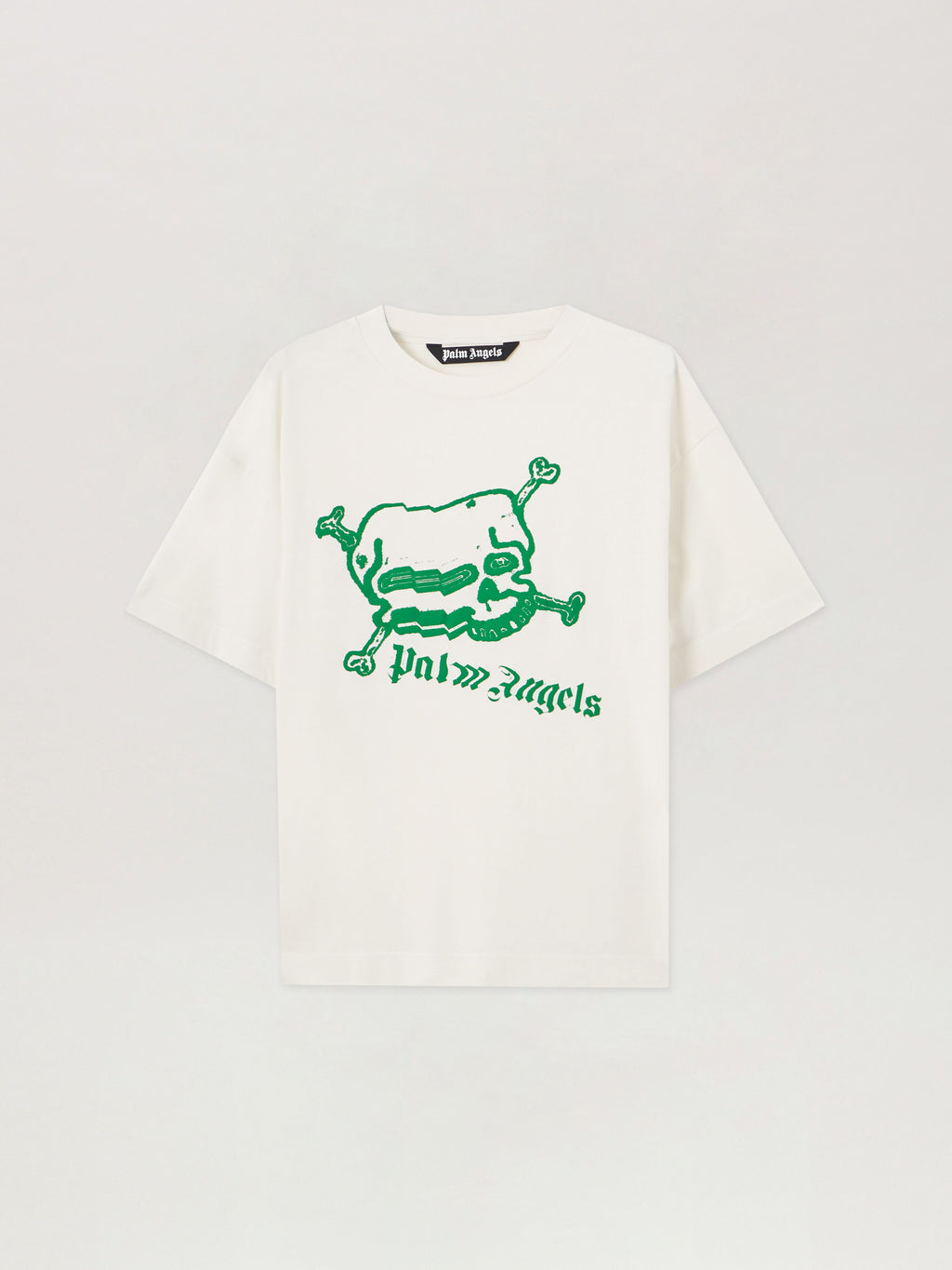 PALM ANGELS Skull T-Shirt OFF WHITE GREEN PMAA109S26JER004