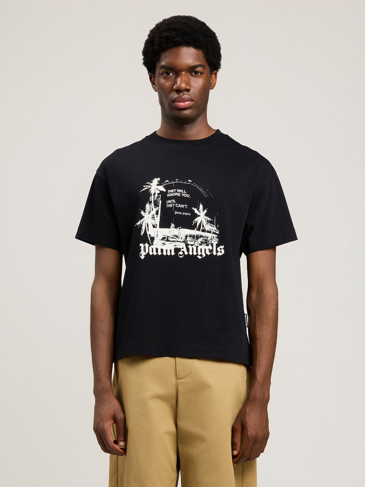 PALM ANGELS Palm Statement T-Shirt BLACK OFF WHITE PMAA109S26JER006