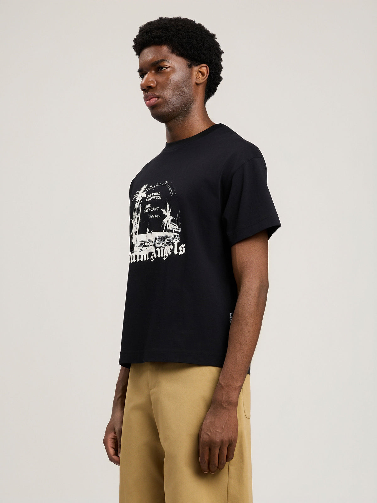 PALM ANGELS Palm Statement T-Shirt BLACK OFF WHITE PMAA109S26JER006