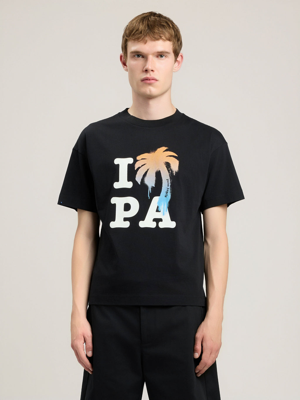PALM ANGELS I Love PA T-Shirt BLACK WHITE PMAA109S26JER007
