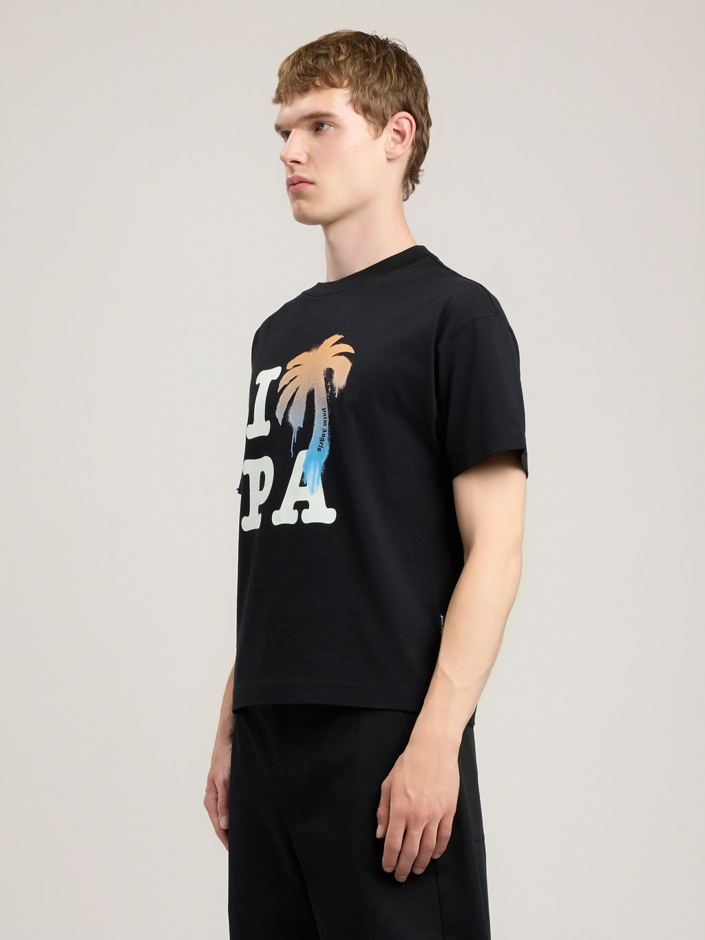 PALM ANGELS I Love PA T-Shirt BLACK WHITE PMAA109S26JER007