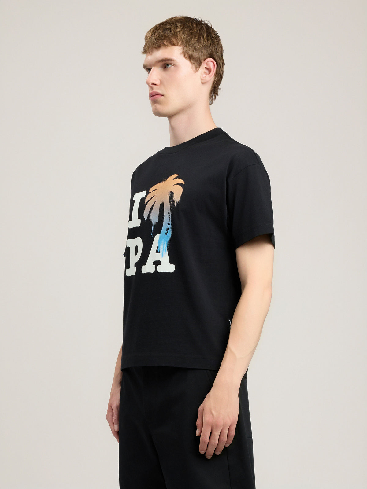 PALM ANGELS I Love PA T-Shirt BLACK WHITE PMAA109S26JER007
