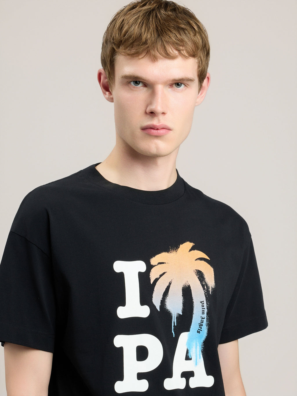 PALM ANGELS I Love PA T-Shirt BLACK WHITE PMAA109S26JER007