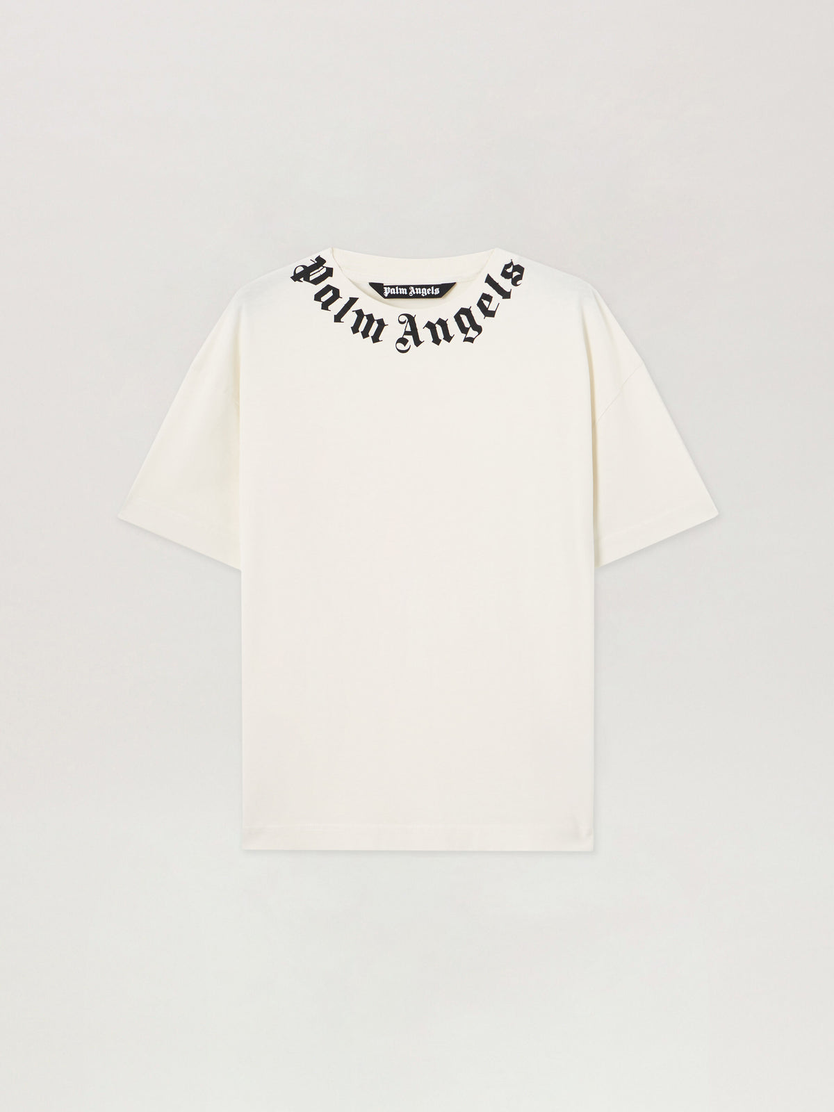 PALM ANGELS Neck Logo T-Shirt OFF WHITE BLACK PMAA109S26JER008