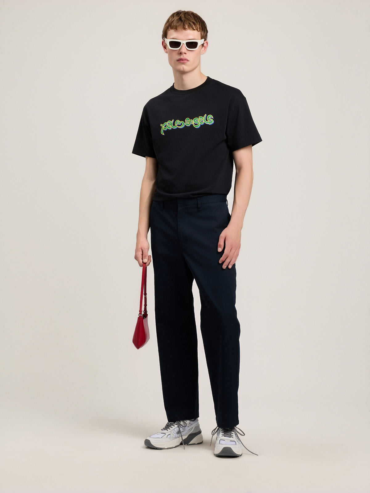 PALM ANGELS Thai Logo T-Shirt BLACK GREEN PMAA109S26JER009
