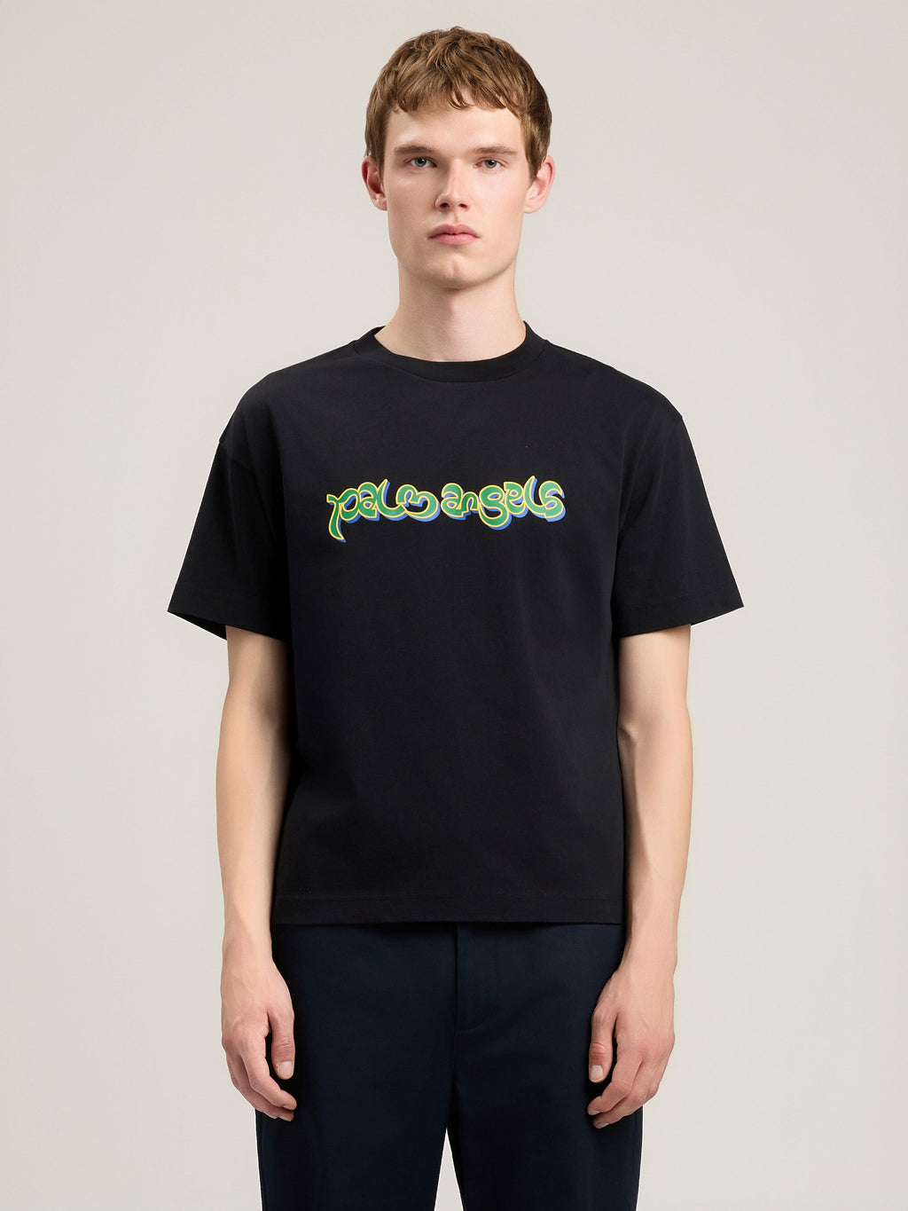 PALM ANGELS Thai Logo T-Shirt BLACK GREEN PMAA109S26JER009