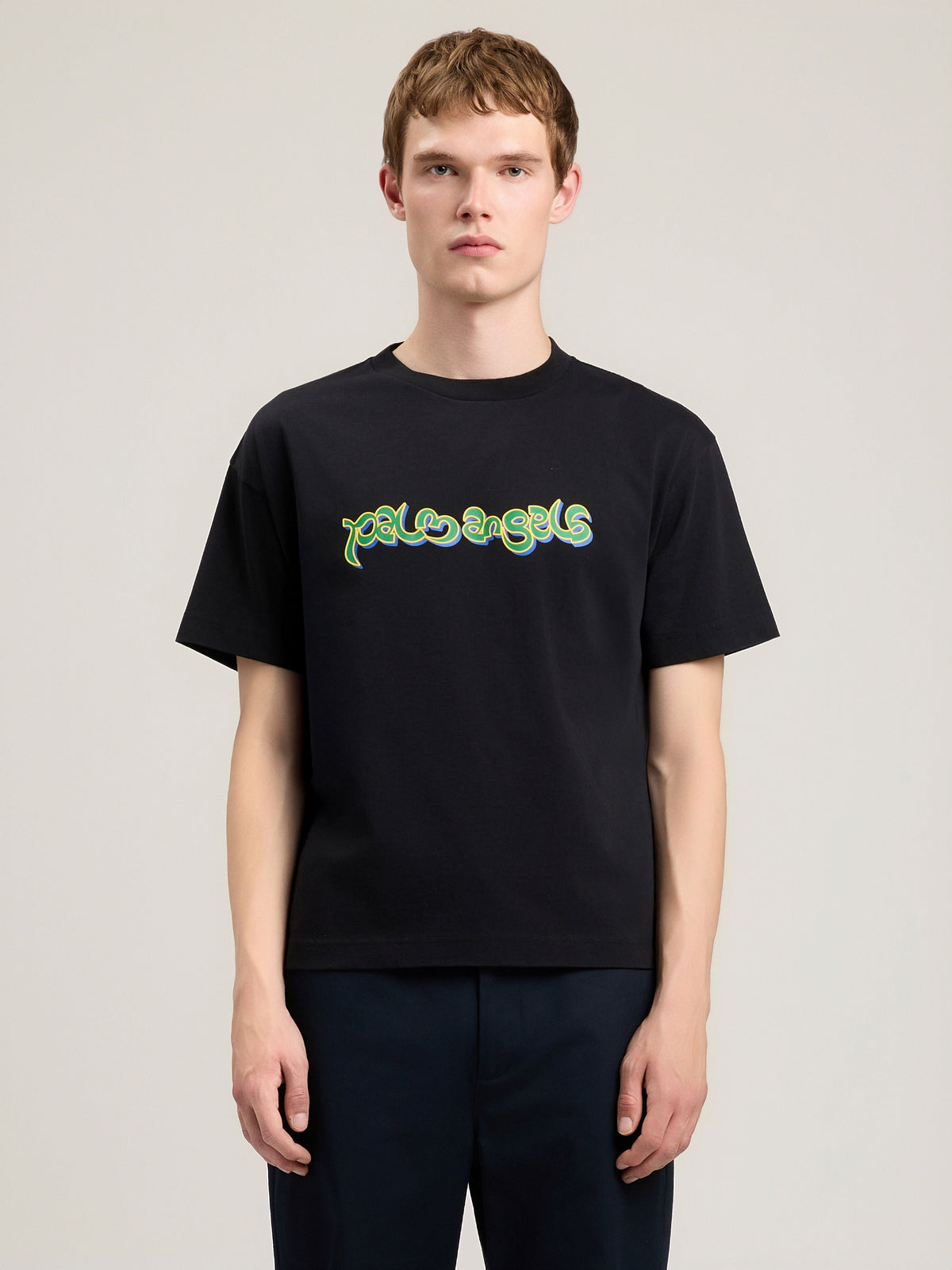 PALM ANGELS Thai Logo T-Shirt BLACK GREEN PMAA109S26JER009
