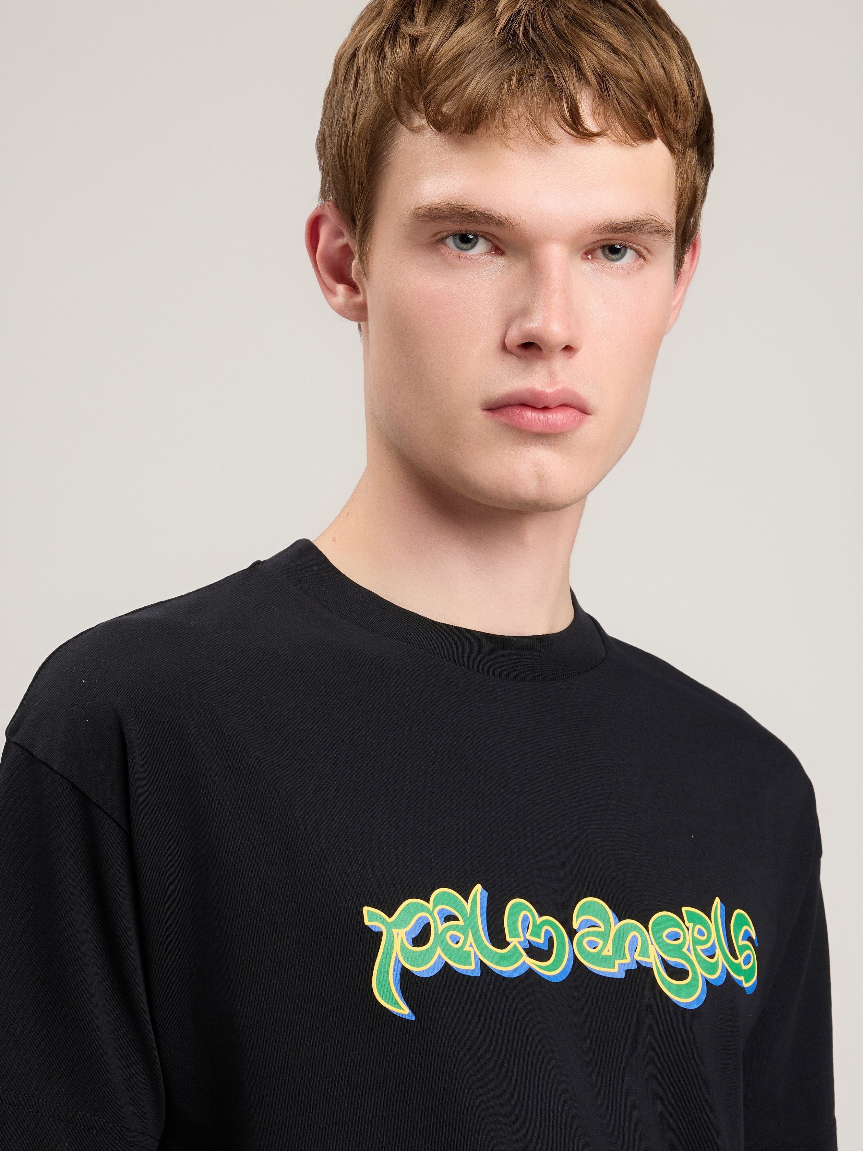 PALM ANGELS Thai Logo T-Shirt BLACK GREEN PMAA109S26JER009