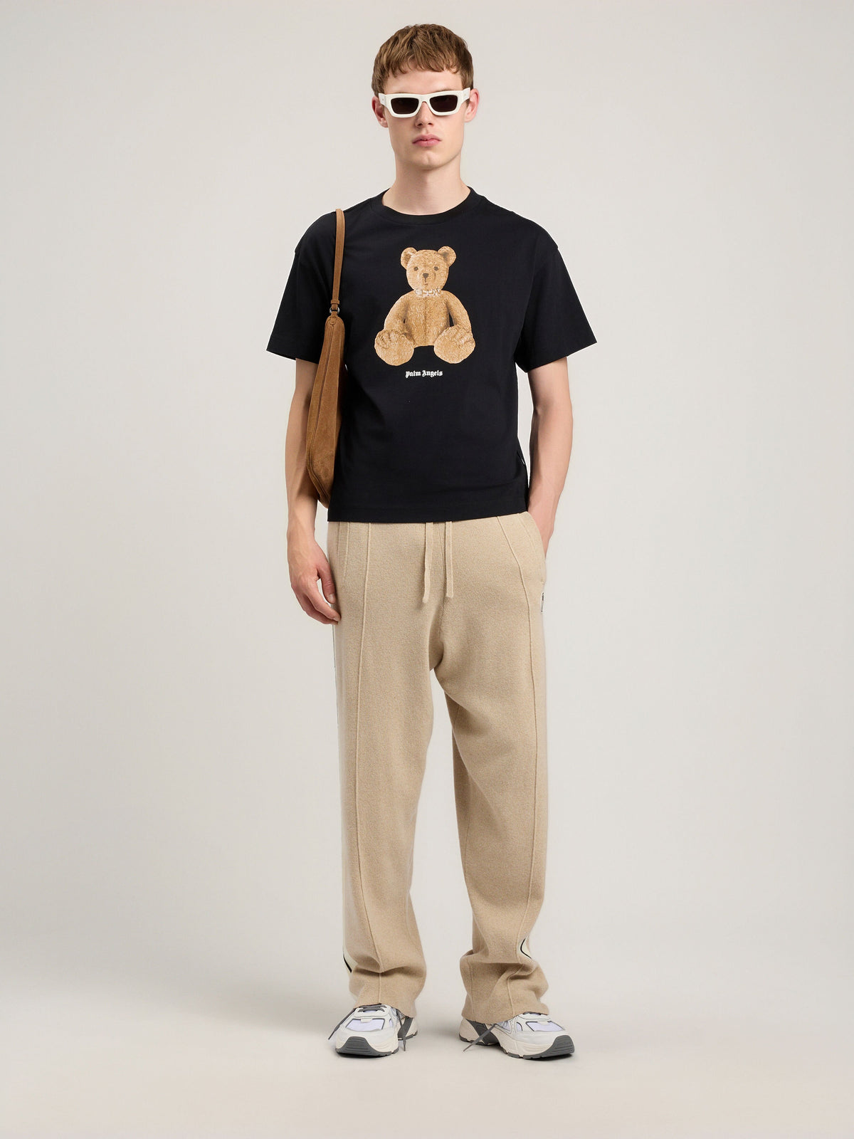 PALM ANGELS Bear T-Shirt BLACK BROWN PMAA109S26JER00A